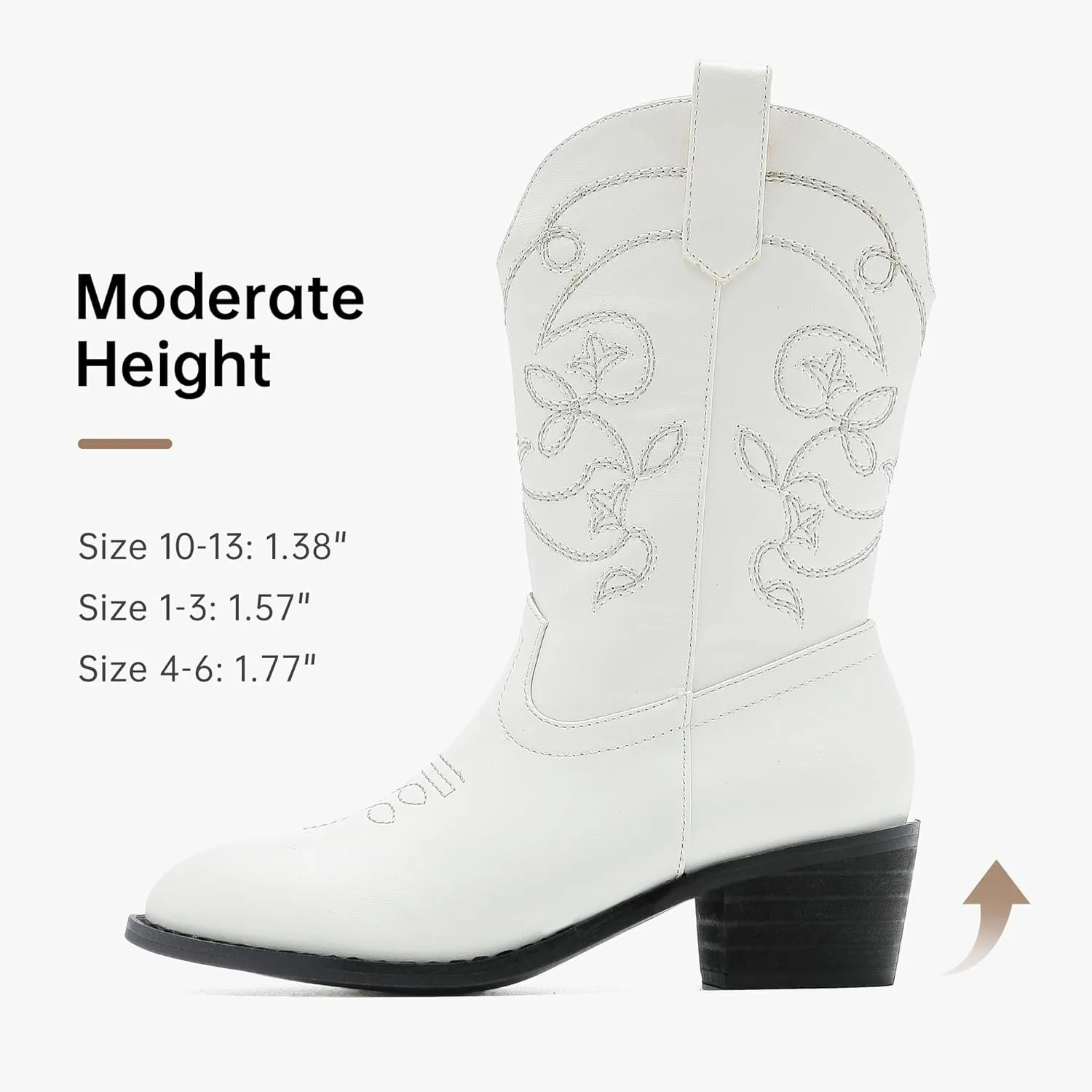 Girls Cowboy Boots Pull On Cowgirl Boots Pointed Toe Mid Calf Western Boots for Little Kid Big Kid