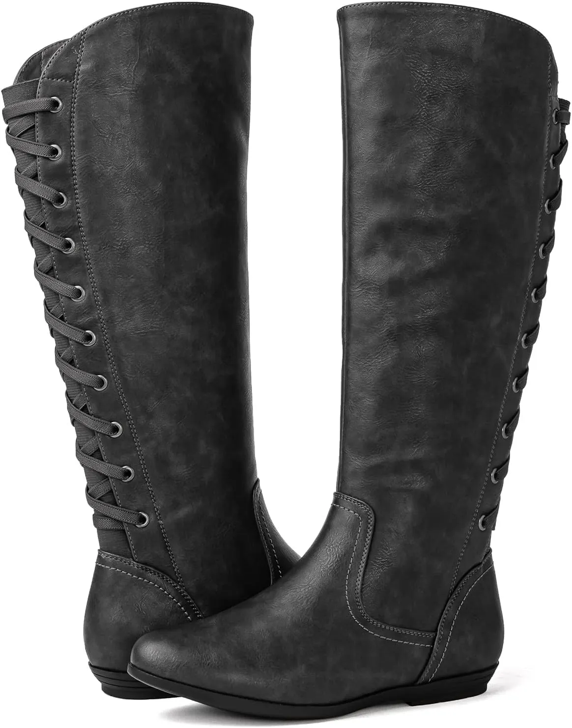GLOBALWIN Women's Knee-High Fashion Boots Wide Calf Flat Dressy Fall Winter Fashion Boots For Women
