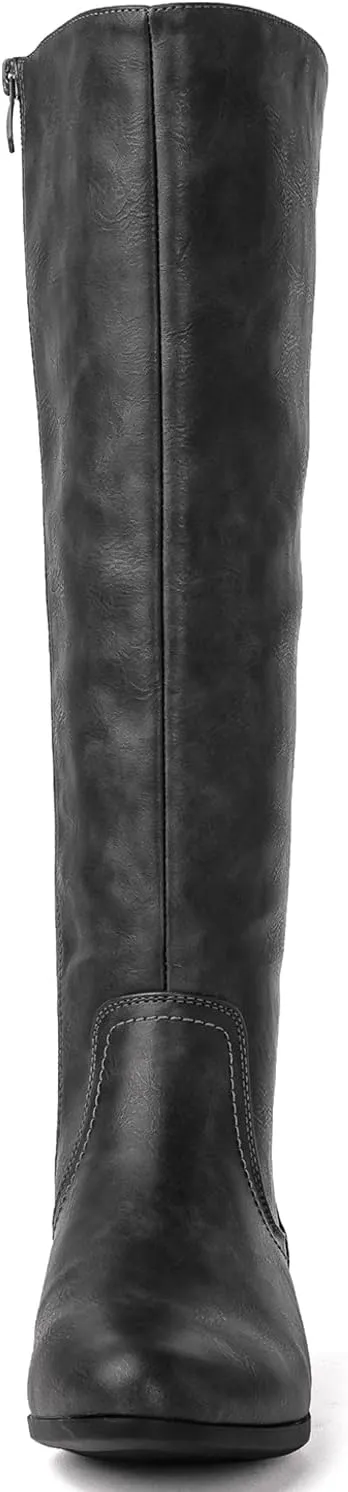 GLOBALWIN Women's Knee-High Fashion Boots Wide Calf Flat Dressy Fall Winter Fashion Boots For Women