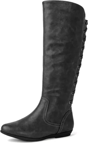 GLOBALWIN Women's Knee-High Fashion Boots Wide Calf Flat Dressy Fall Winter Fashion Boots For Women