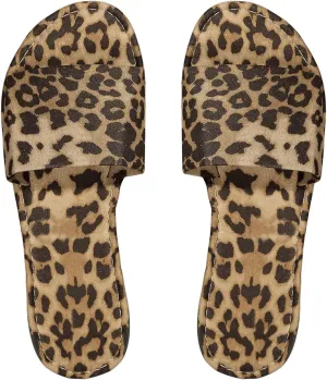 GORGLITTER Women's Leopard Cheetah Print Y2k Slip On Slide Sandals Open Toe Dressy Flats