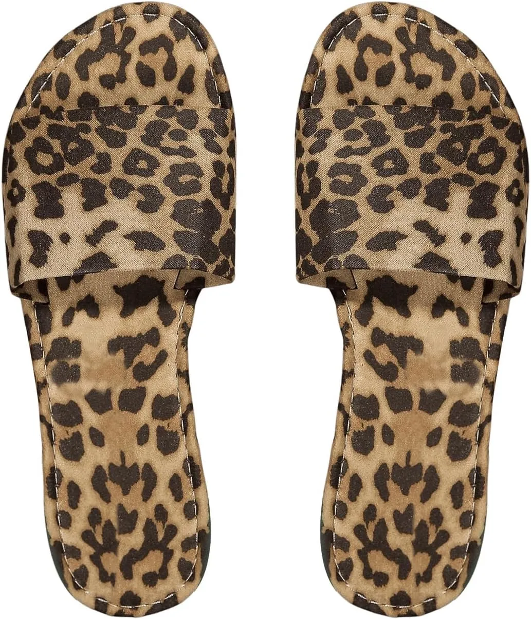 GORGLITTER Women's Leopard Cheetah Print Y2k Slip On Slide Sandals Open Toe Dressy Flats