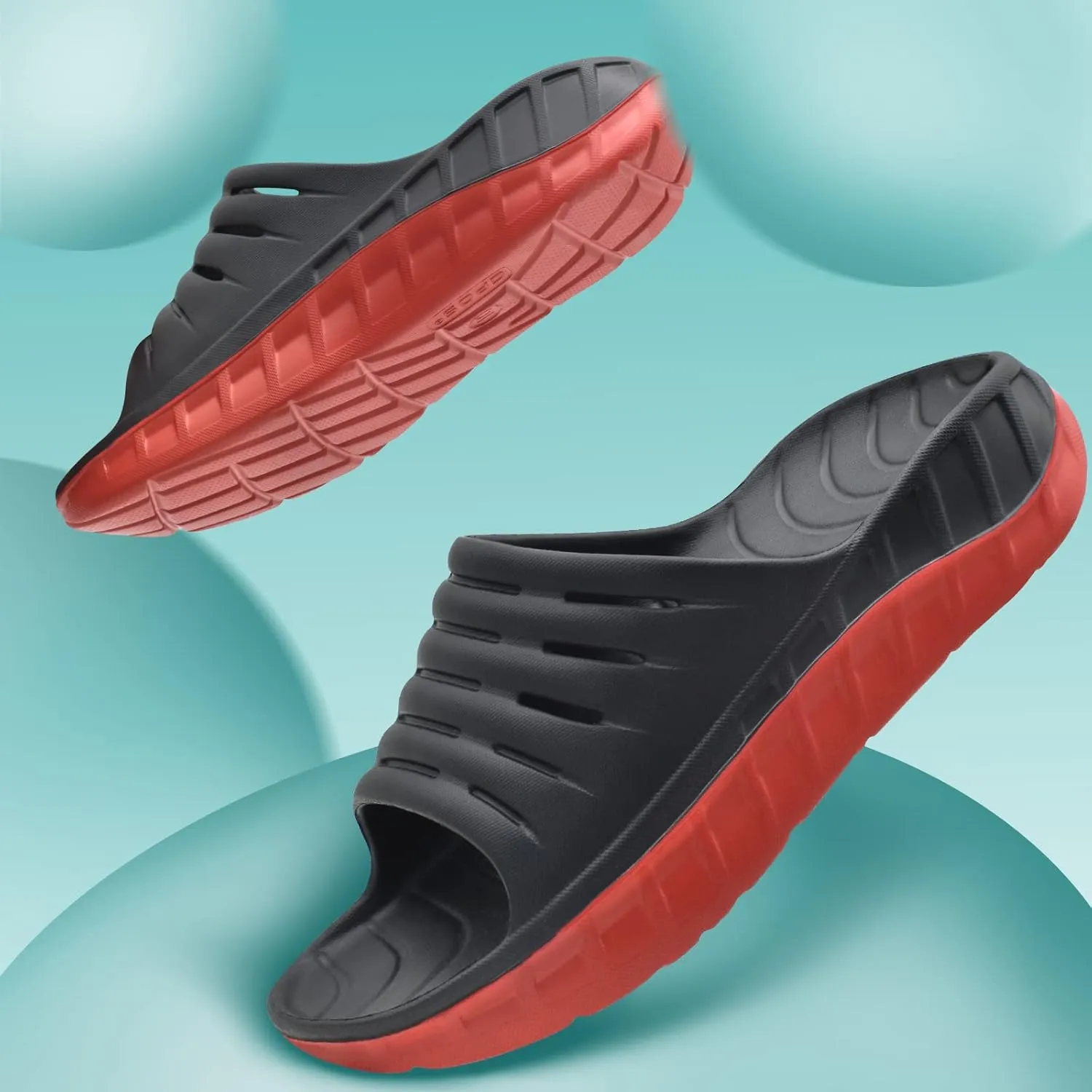 GPOS Mens Sport Recovery Sandals Plantar Fasciitis Thick Cushion Slides Sandals Lightweight Comfort Orthotic Slippers