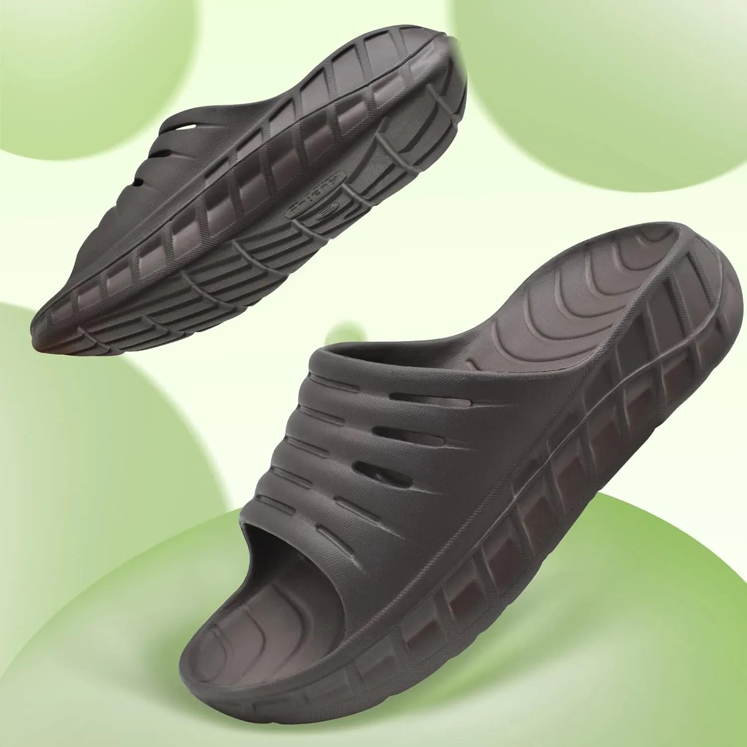 GPOS Mens Sport Recovery Sandals Plantar Fasciitis Thick Cushion Slides Sandals Lightweight Comfort Orthotic Slippers
