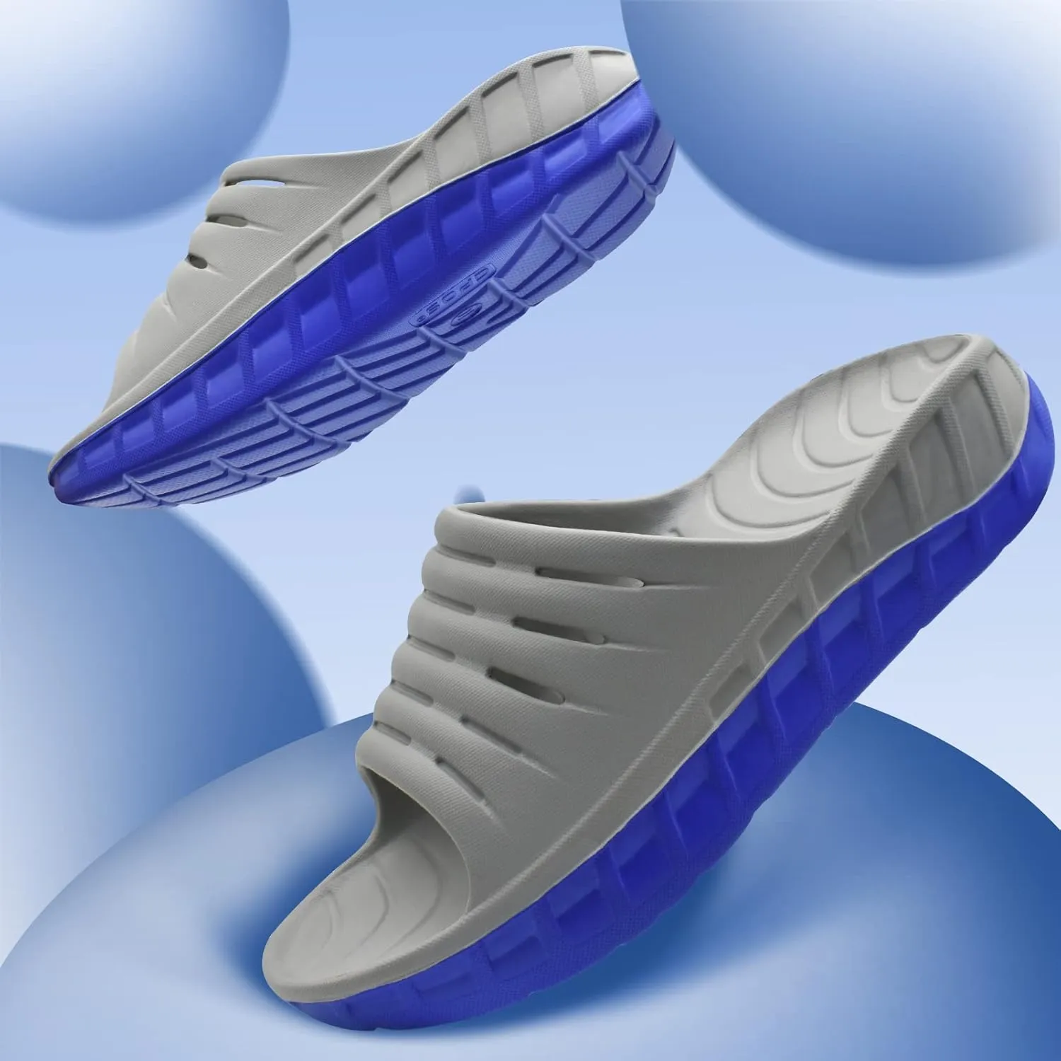 GPOS Mens Sport Recovery Sandals Plantar Fasciitis Thick Cushion Slides Sandals Lightweight Comfort Orthotic Slippers