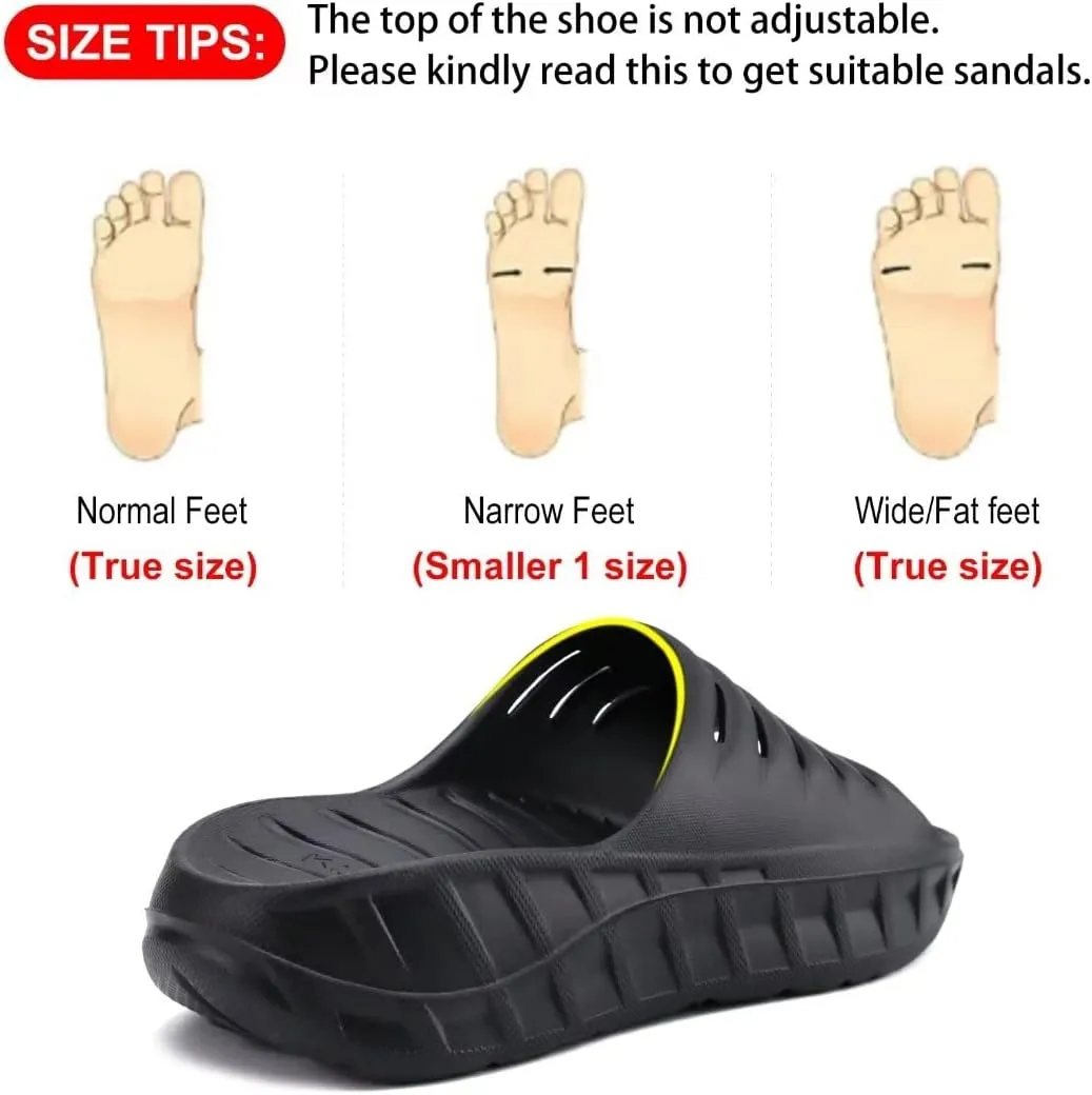 GPOS Mens Sport Recovery Sandals Plantar Fasciitis Thick Cushion Slides Sandals Lightweight Comfort Orthotic Slippers