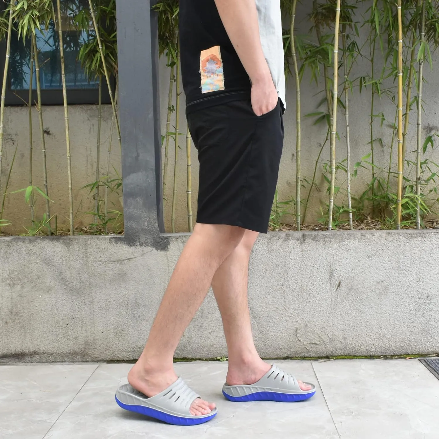 GPOS Mens Sport Recovery Sandals Plantar Fasciitis Thick Cushion Slides Sandals Lightweight Comfort Orthotic Slippers