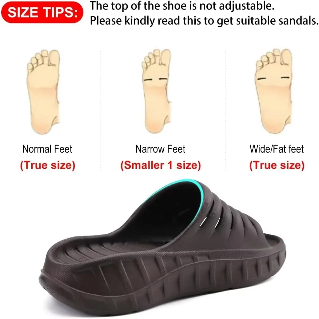 GPOS Mens Sport Recovery Sandals Plantar Fasciitis Thick Cushion Slides Sandals Lightweight Comfort Orthotic Slippers