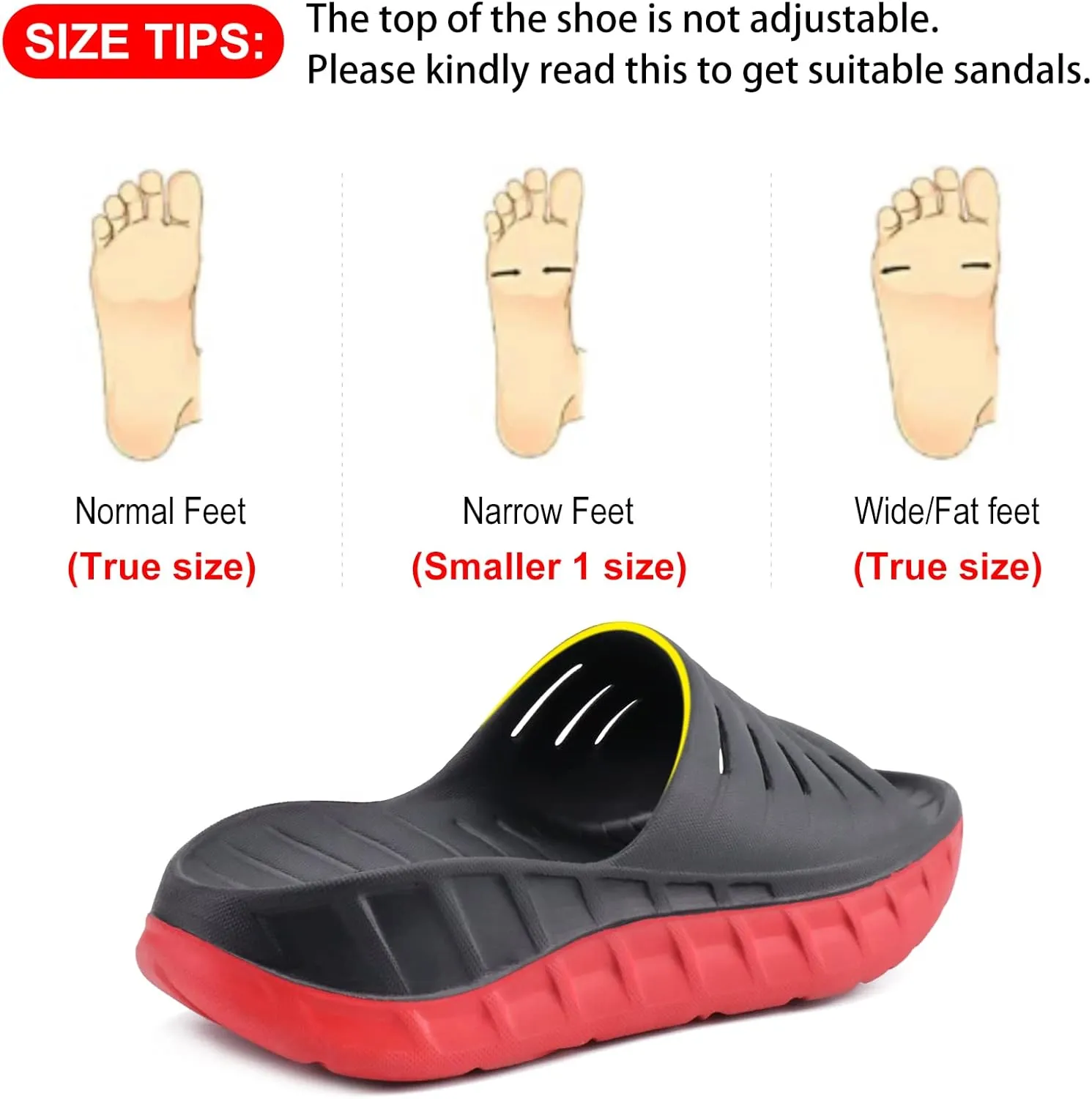 GPOS Mens Sport Recovery Sandals Plantar Fasciitis Thick Cushion Slides Sandals Lightweight Comfort Orthotic Slippers