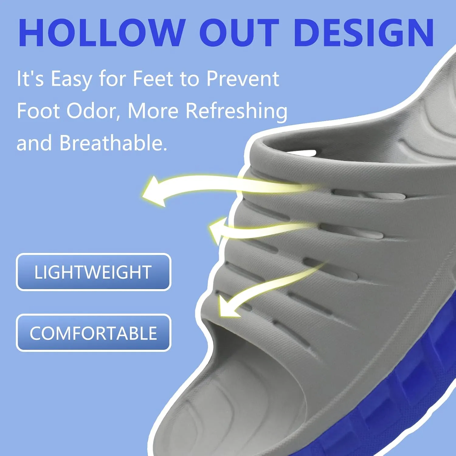 GPOS Mens Sport Recovery Sandals Plantar Fasciitis Thick Cushion Slides Sandals Lightweight Comfort Orthotic Slippers