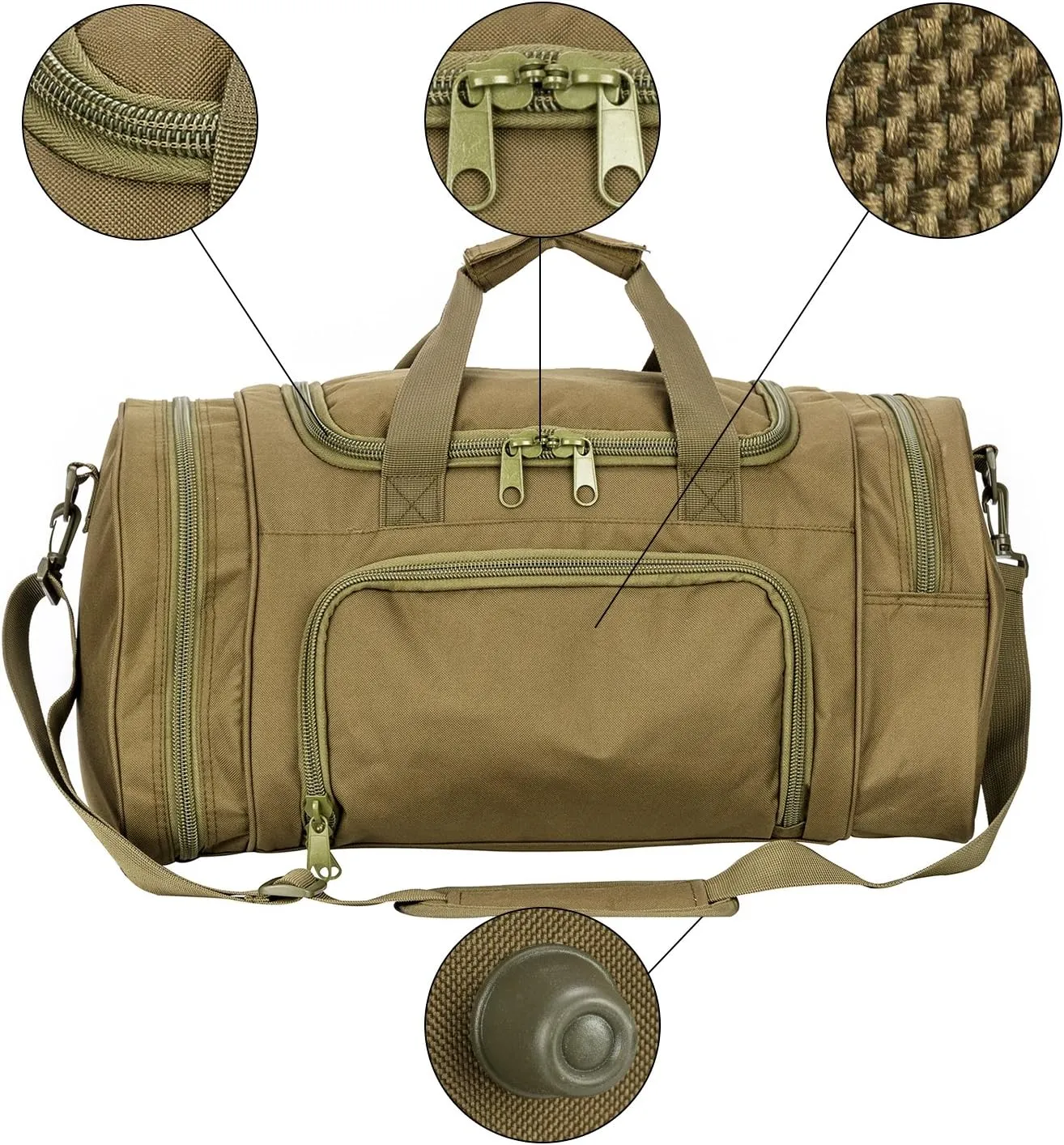 Greencity Gym Bag Travel Duffel Bag Sports Tote Tactical Army Weekender Work Out Bags for Women & Men Lightweight Waterproof Shoe Pocket,Green 21 Inch