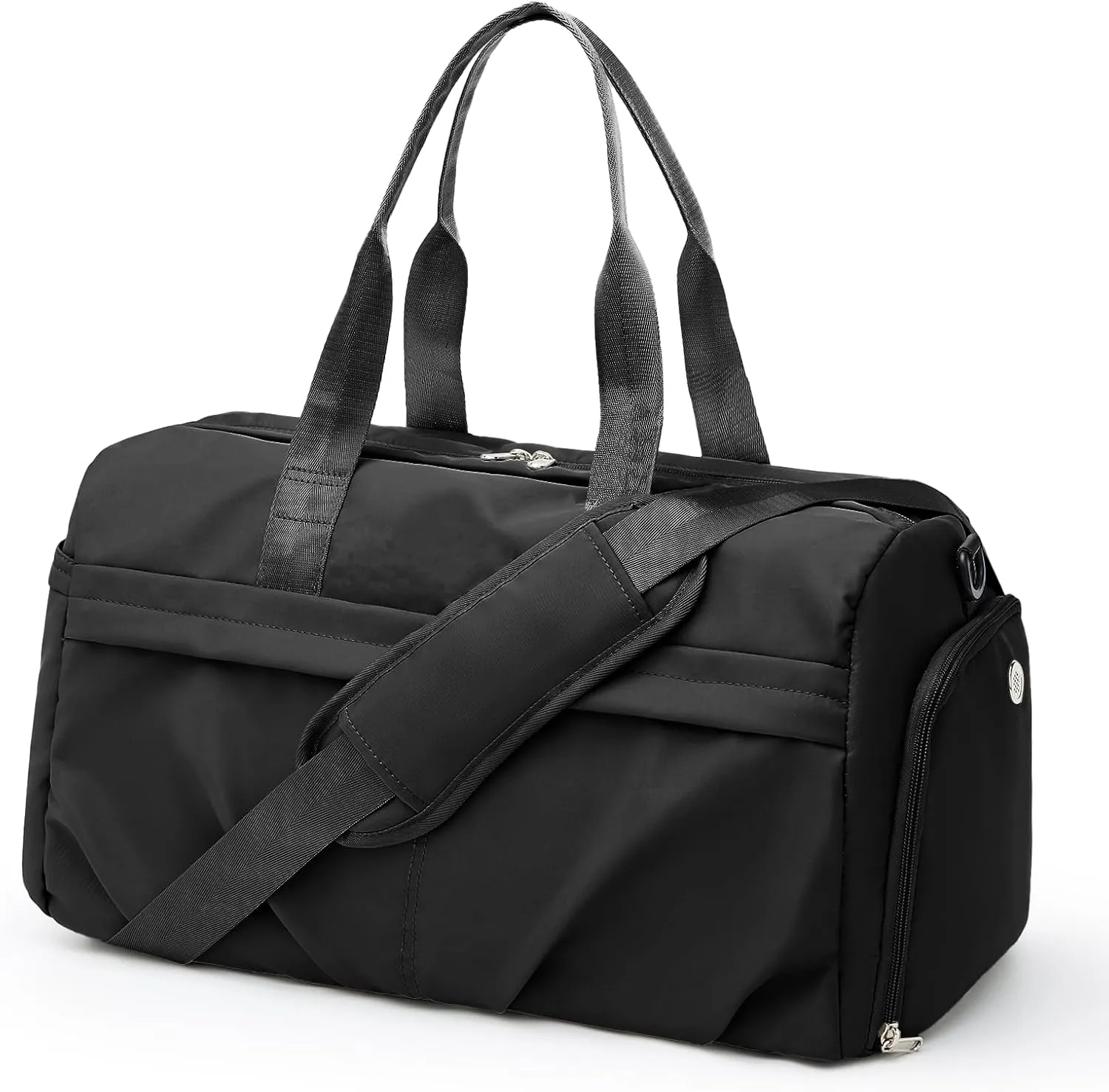 Gym Bag for Women Men with Shoe Compartment, Sport Duffel Bag, Waterproof Travel Weekender Overnight Carry on Bag for Yoga, Black