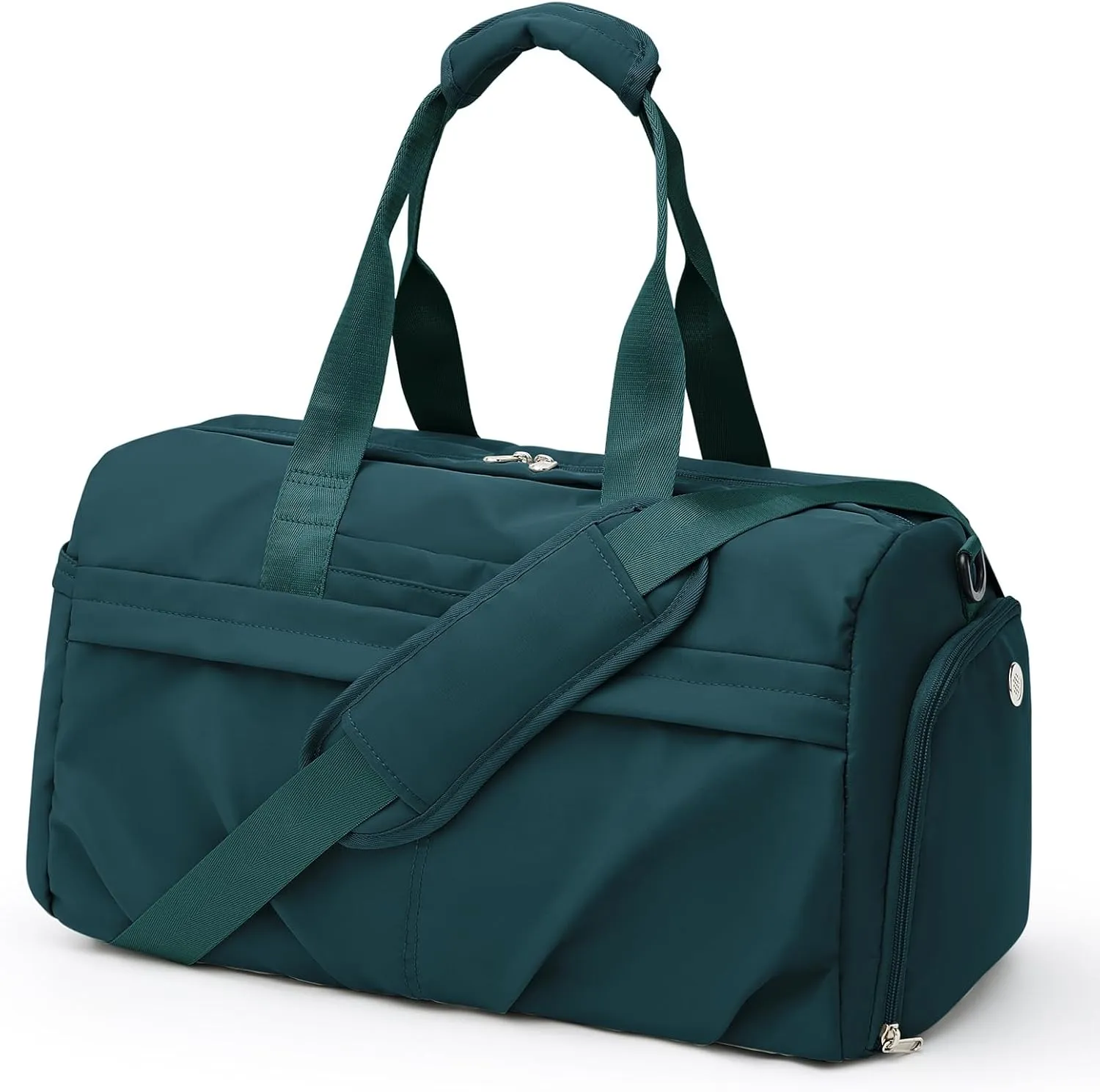 Gym Bag for Women Men with Shoe Compartment, Sport Duffel Bag, Waterproof Travel Weekender Overnight Carry on Bag for Yoga with Trolley Sleeve, Peacock Blue