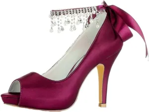 Hanfike Women Sandals Heels for Wedding Ankle Chains Platform Stiletto Evening Prom Shoes JY129