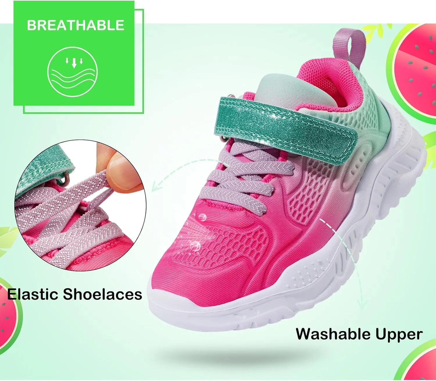 Harvest Land Toddler Glitter Tennis Shoes Slip On Boys Girls Sneakers Casual Running Shoes Woven Breathable with Soft Soled Sports Hook-Loop Outdoor Shoes