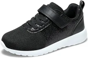 Harvest Land Toddler Glitter Tennis Shoes Slip On Boys Girls Sneakers Casual Running Shoes Woven Breathable with Soft Soled Sports Hook-Loop Outdoor Shoes