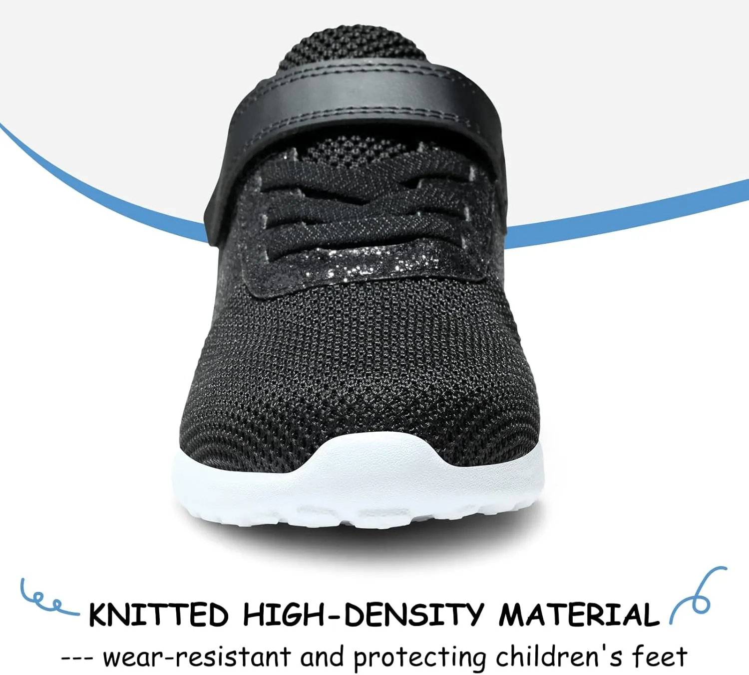 Harvest Land Toddler Glitter Tennis Shoes Slip On Boys Girls Sneakers Casual Running Shoes Woven Breathable with Soft Soled Sports Hook-Loop Outdoor Shoes