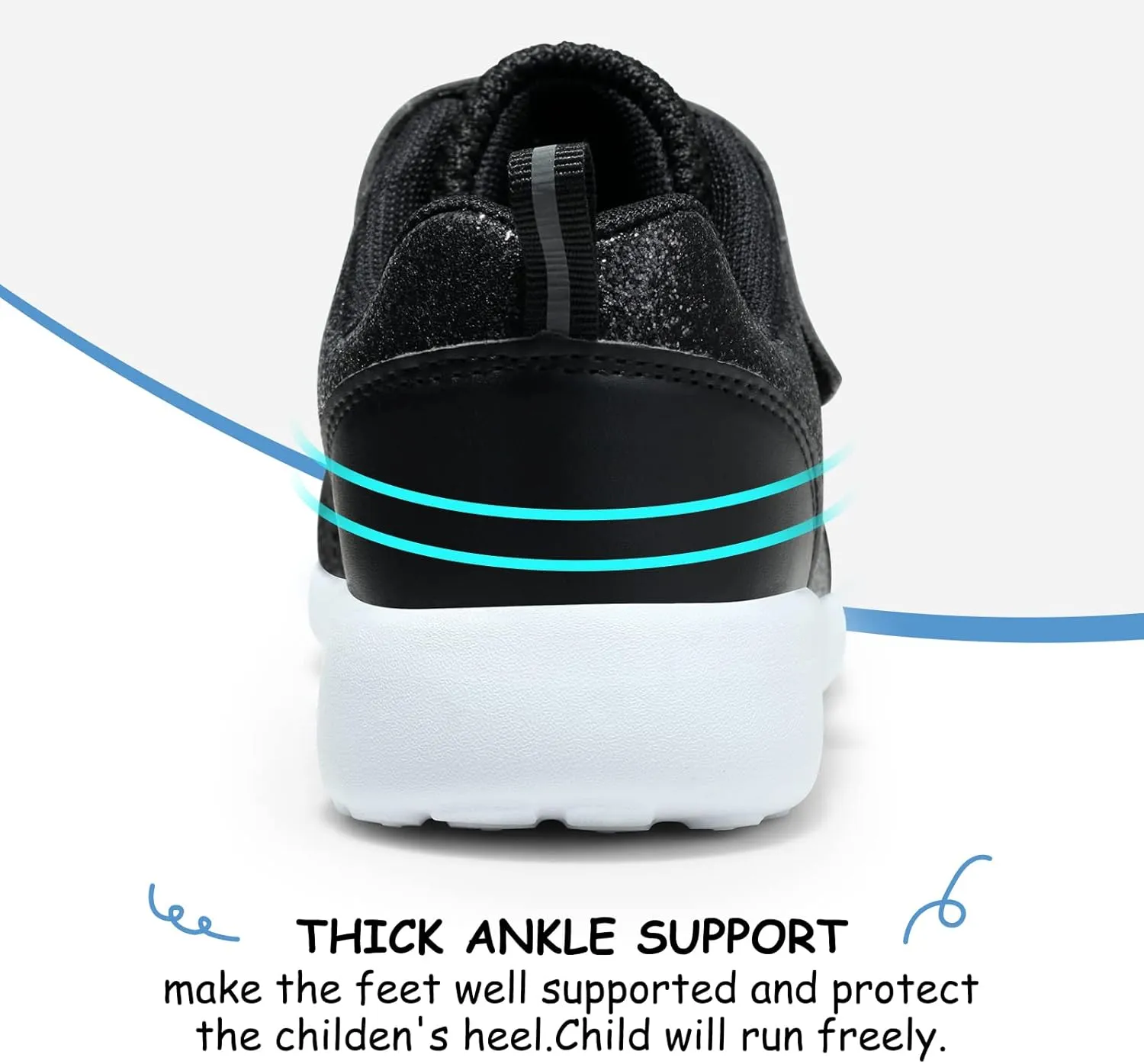 Harvest Land Toddler Glitter Tennis Shoes Slip On Boys Girls Sneakers Casual Running Shoes Woven Breathable with Soft Soled Sports Hook-Loop Outdoor Shoes