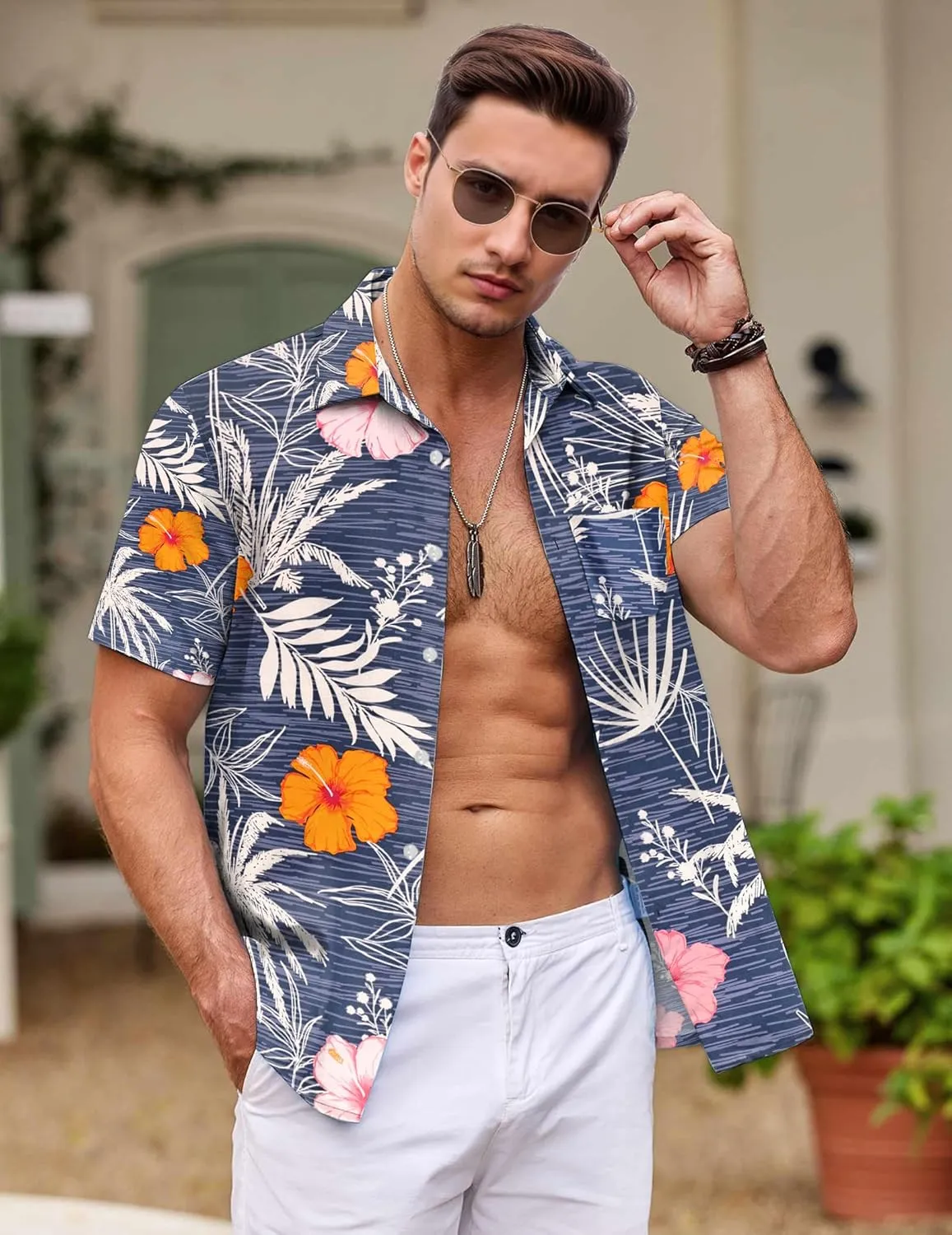 Hawaiian Shirt for Men with Pocket - Button Down Wrinkle-Resistant for Beach, Pool Parties (S-4XL)