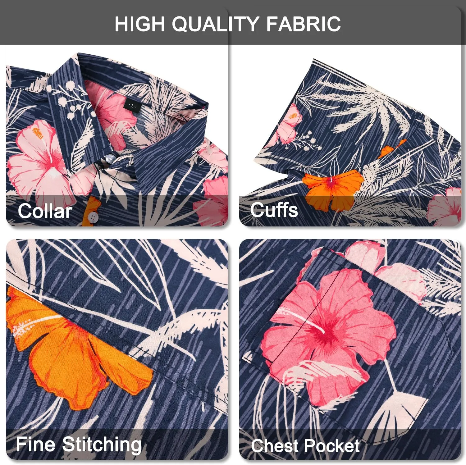 Hawaiian Shirt for Men with Pocket - Button Down Wrinkle-Resistant for Beach, Pool Parties (S-4XL)