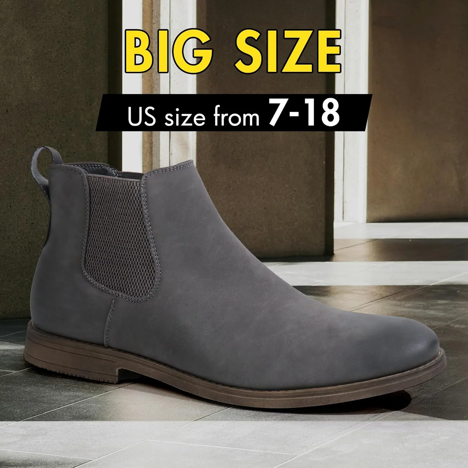 Hawkwell Men's Plus Size Chelsea Boots Classic Casual Dress Ankle Boots in Regular and Plus Sizes