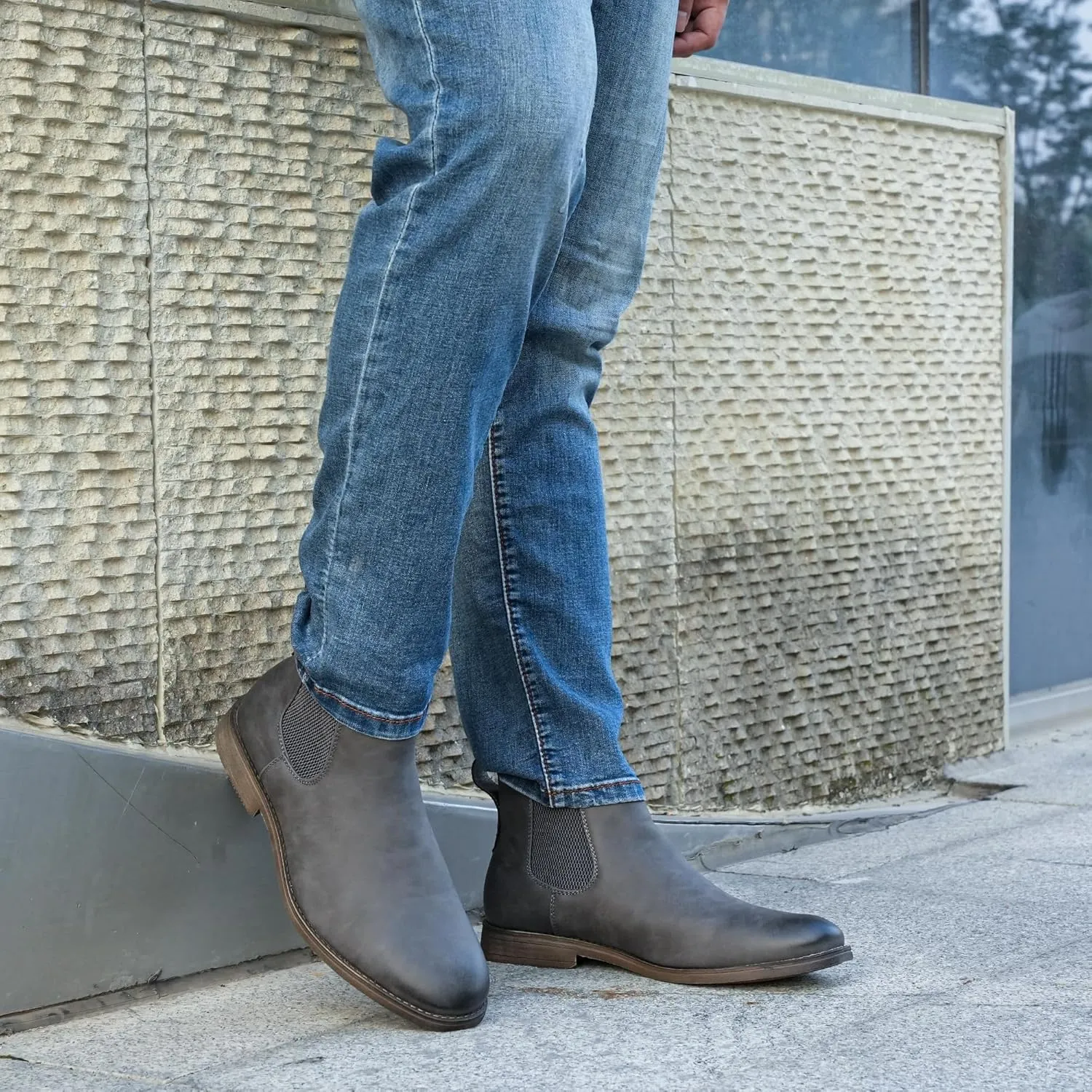 Hawkwell Men's Plus Size Chelsea Boots Classic Casual Dress Ankle Boots in Regular and Plus Sizes