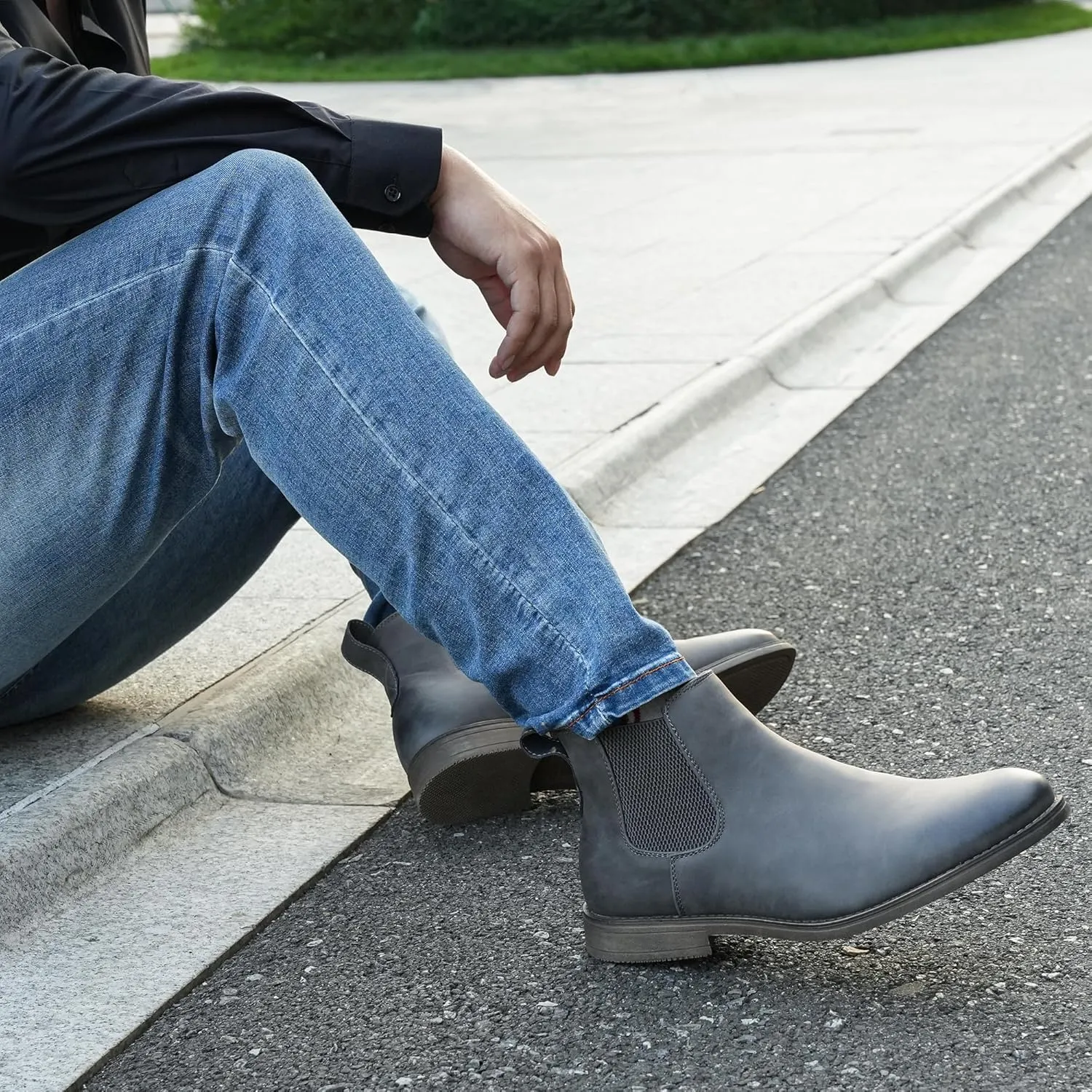 Hawkwell Men's Plus Size Chelsea Boots Classic Casual Dress Ankle Boots in Regular and Plus Sizes