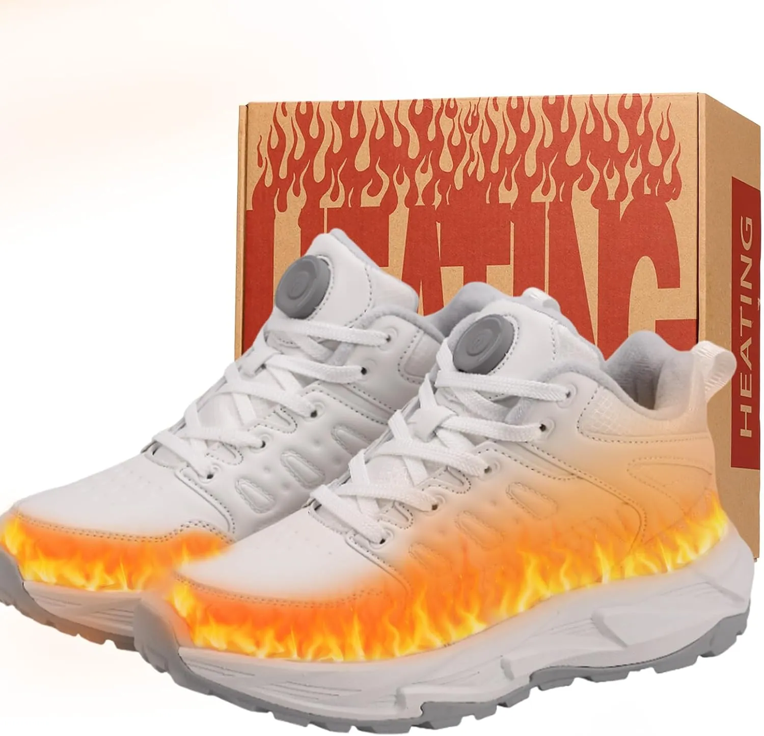 Heated Sneakers for Women Men - Rechargeable Electric Heated Shoes with 3 Heating Levels, Waterproof Upper, Non-Slip Rubber Sole, Winter Warmth Footwear for Hiking Outdoor Activities