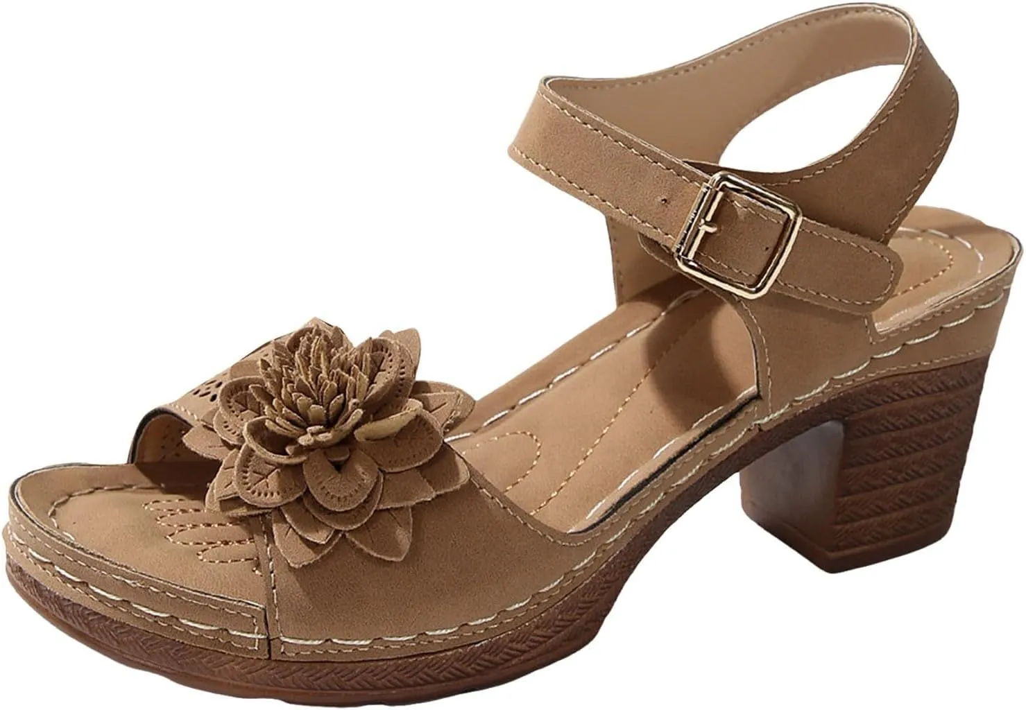 Heels for Women Platform Heels Ankle Strap Sandals Open Toe Chunky Heels Sandals Arch Support Flip Flops Comfortable Slip On Sandal Fashion Party Dress Flip-Flops Shoes