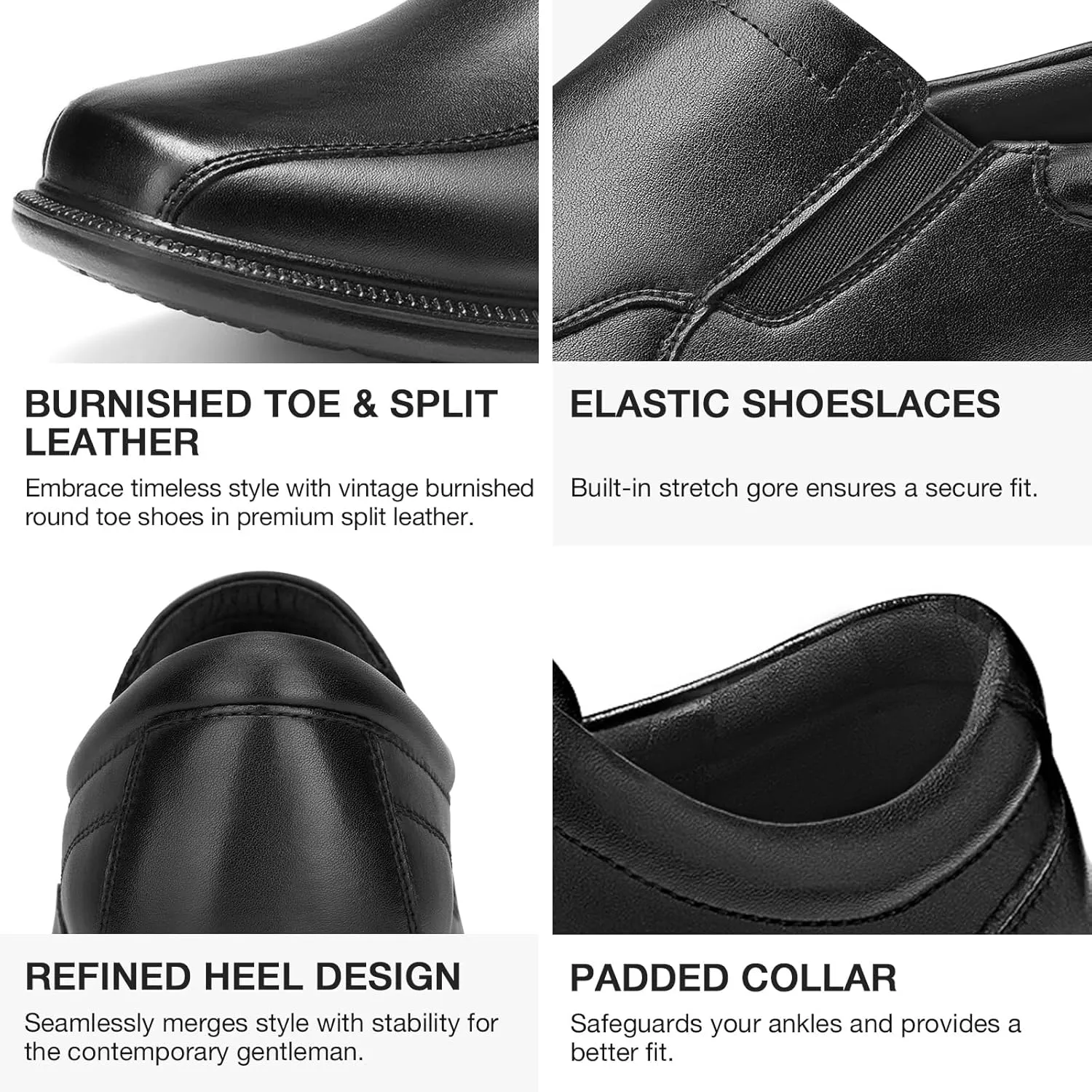 HEEZ Mens Loafers, Split Leather Oxford Dress Shoes for Men, Formal Casual Business Shoes