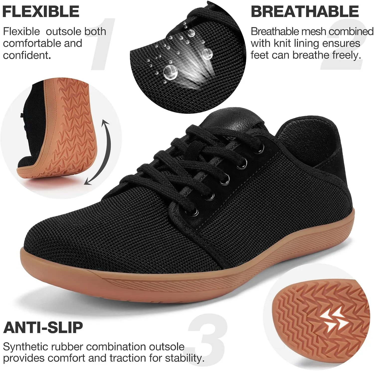 HEEZ Mens Wide Toe Barefoot Shoes 2 in 1 Slip on Mules and Breathable Sneakers for Men Lace Up Comfortable Walking Shoes