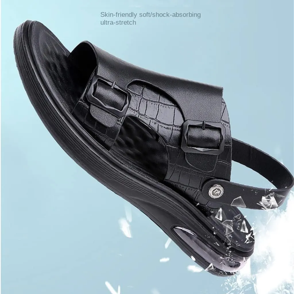 Heightening Air Cushion Sandals Men's SummerCasual Soft Bottom Non-slip Sports Outer Wear Dual-use Sandals and Slippers(44)