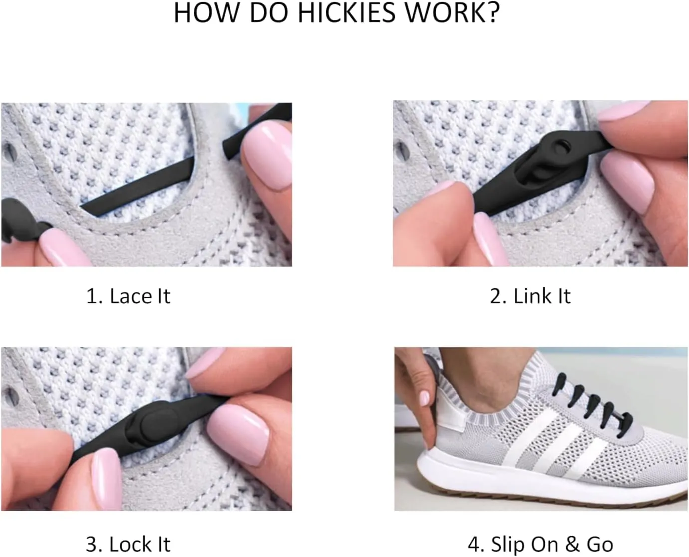 HICKIES No Tie Shoelaces – Elastic, Waterproof, Unisex Shoelaces for Adults, One Size Fits All for Sneakers & Running Shoes