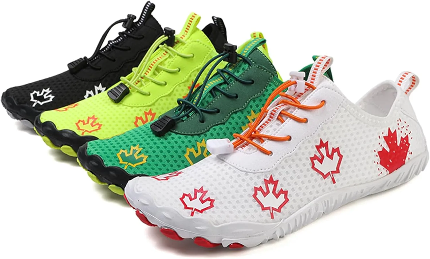 Hike Barefoot Shoes Women Men Non-Slip Athletic Footwear Wide Toe Box Shoes Grounded Footwear Maple Leaf Print Running Swimming Sneaker Quick Dry Hiking Shoe Lightweight Breathable Shoe