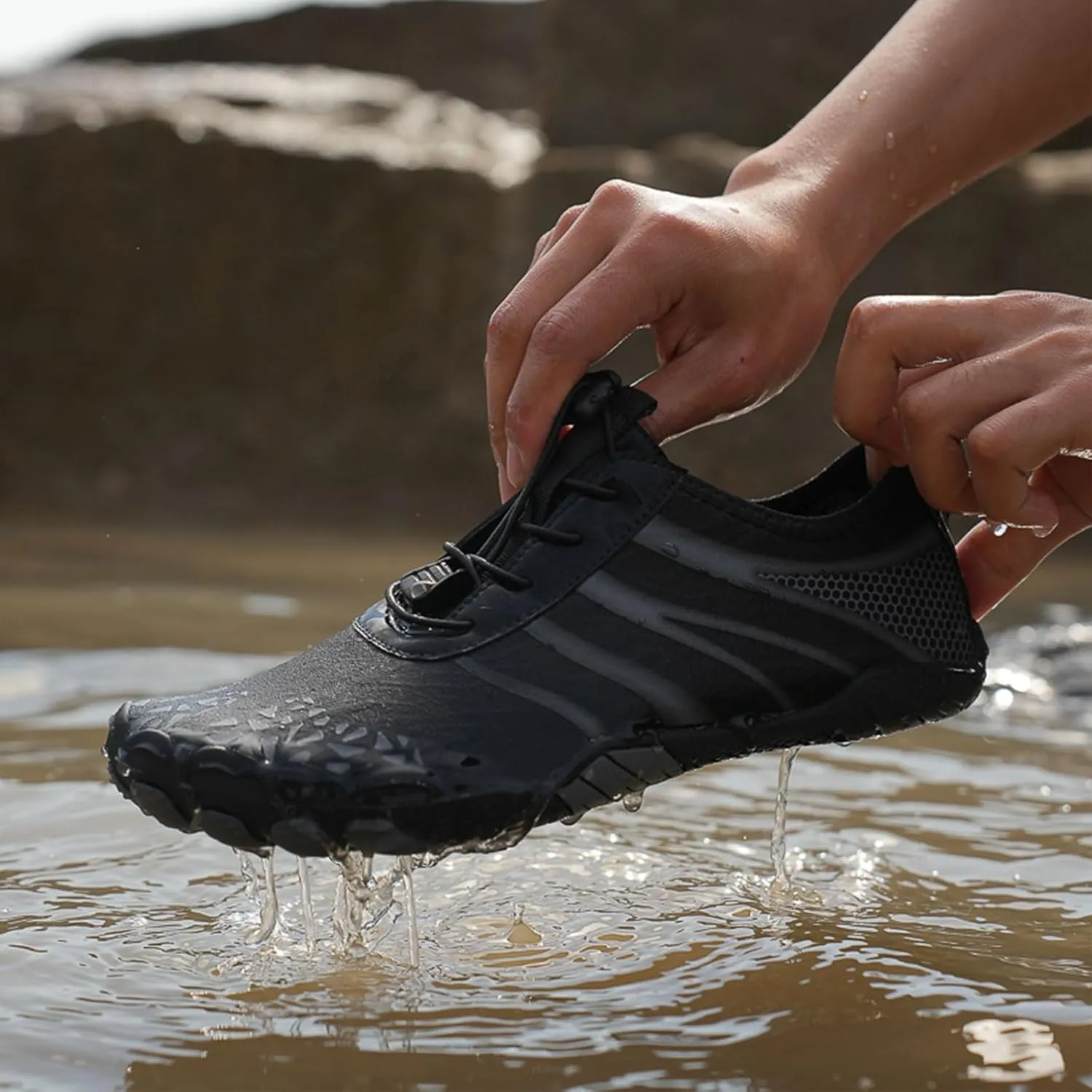 Hiking Water Shoes with Arch Support for Women Walking Wide Width Grounded Footwear for Women Men with Neuropathy Wide Toe Box Sneakers Non-Slip Diabetic Shoe Quick-Dry Waterproof Unisex