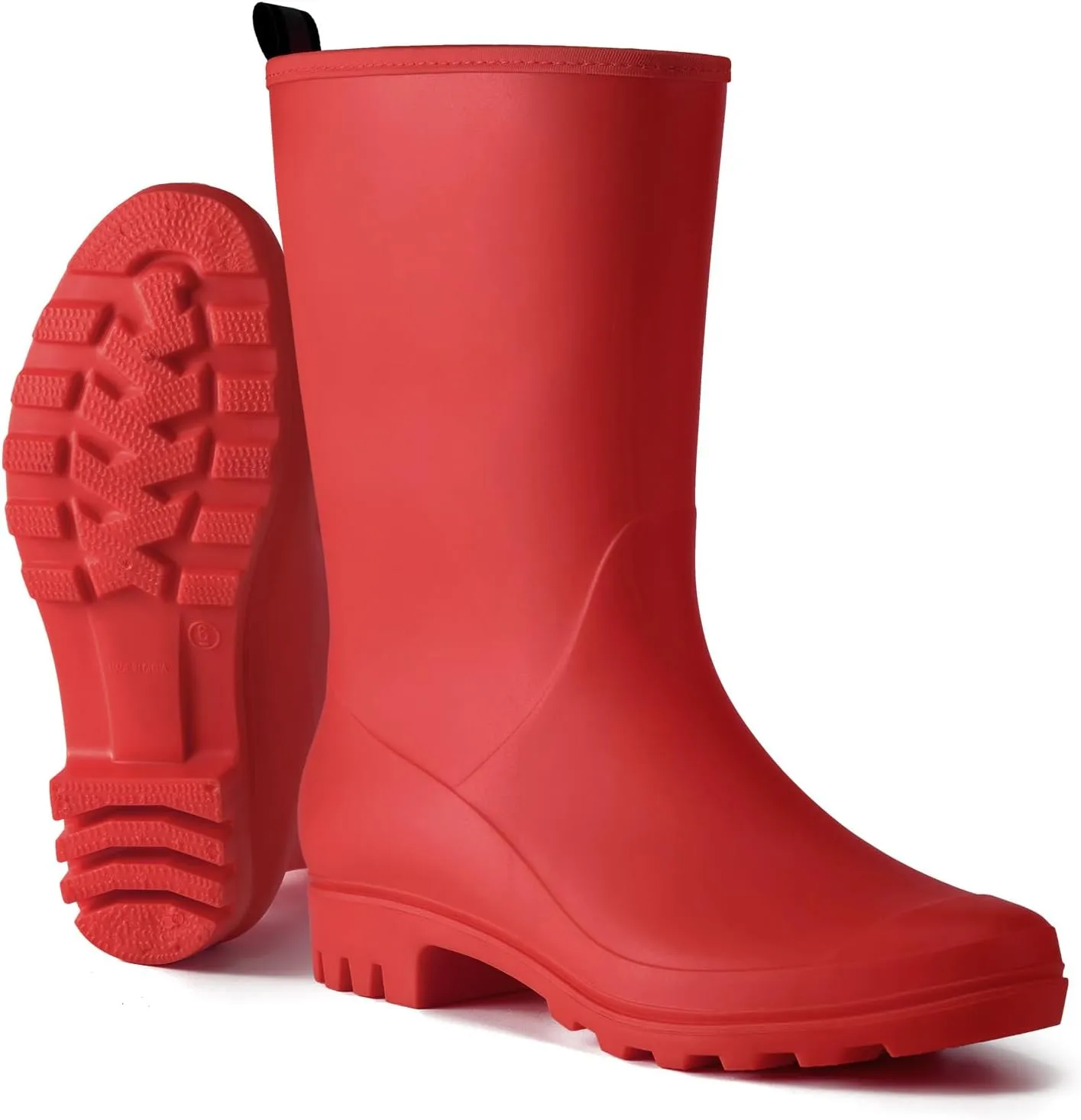HISEA Women Rubber Boots Wide Calf Rain Boots Matte Surface Waterproof PVC Rubber Rain Boot Mid Height Rain Shoes for Outdoor Gardening Work Walking
