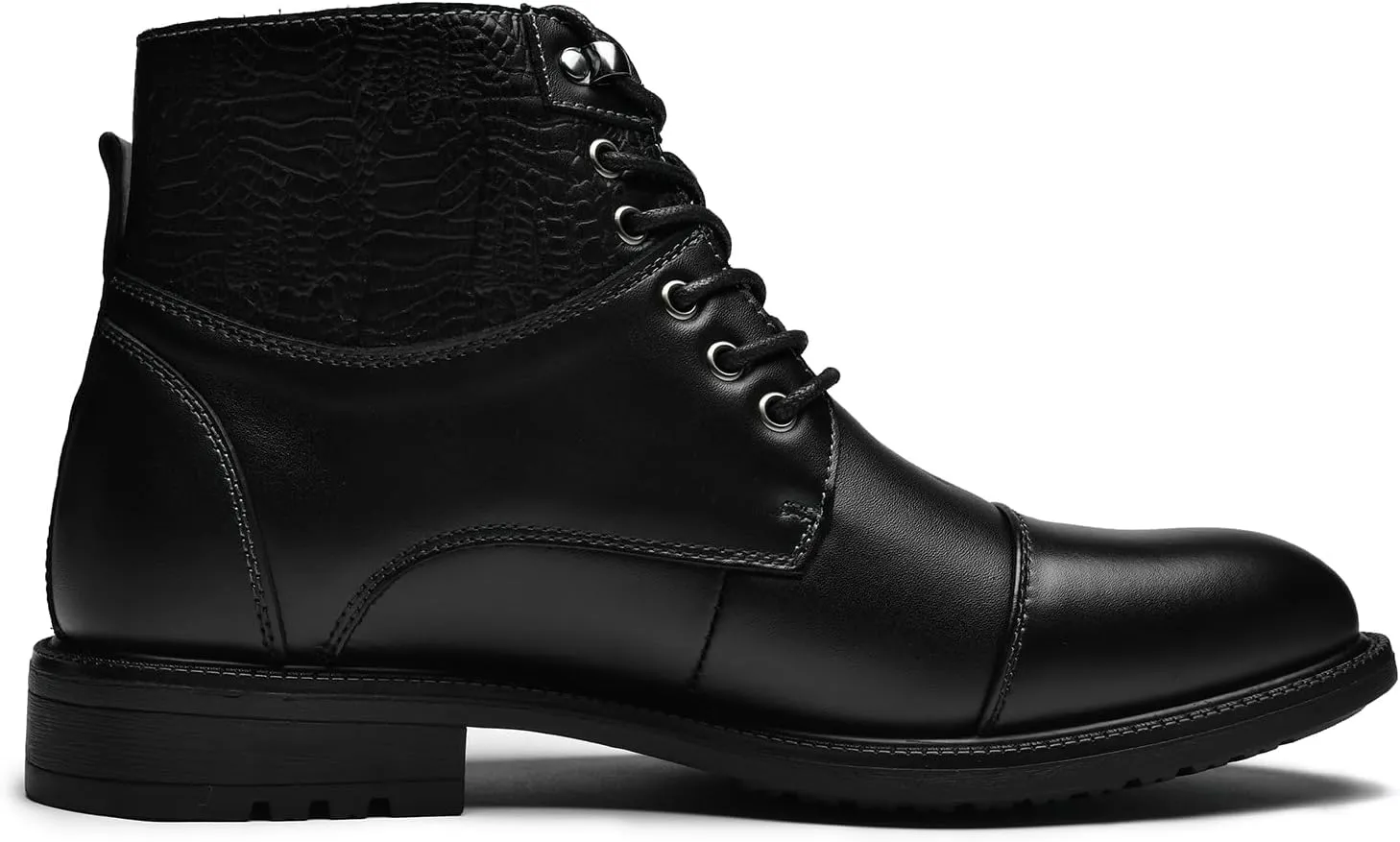 Holy dove Mens Oxford Leather Dress Boots Cap Toe Side Zip Fashion Mid Top Chukka Ankle Boots for Men