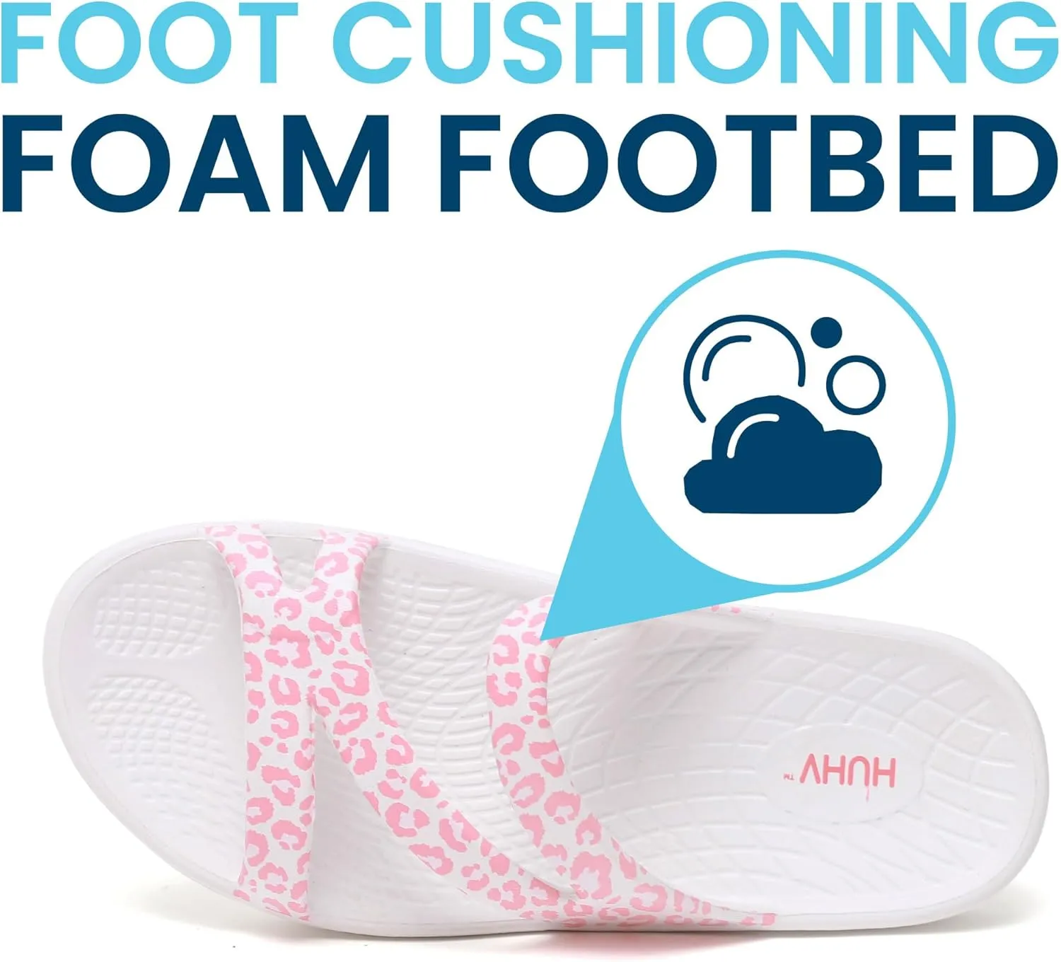 HUHV Recovery Comfort Sandals- Orthopedic Flip-Flop and Slide Sandals with Arch Support and Extra Cushion EVA Footbed for Men and Women
