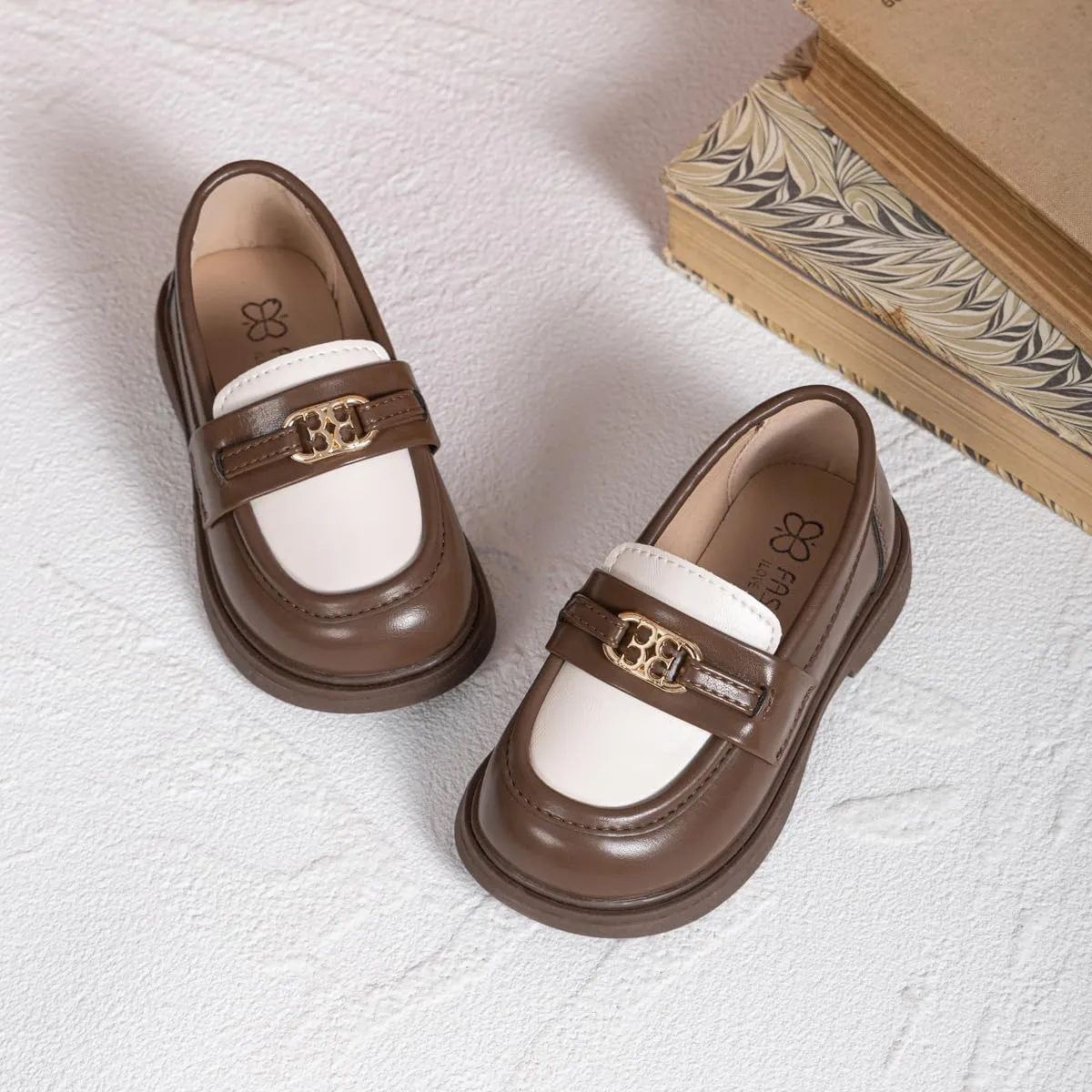 ISINSER Toddler Boys Girls Classic Dress Shoes Little Kid PU Leather Comfort Rubble Sole Oxford School Uniform Wedding Flats