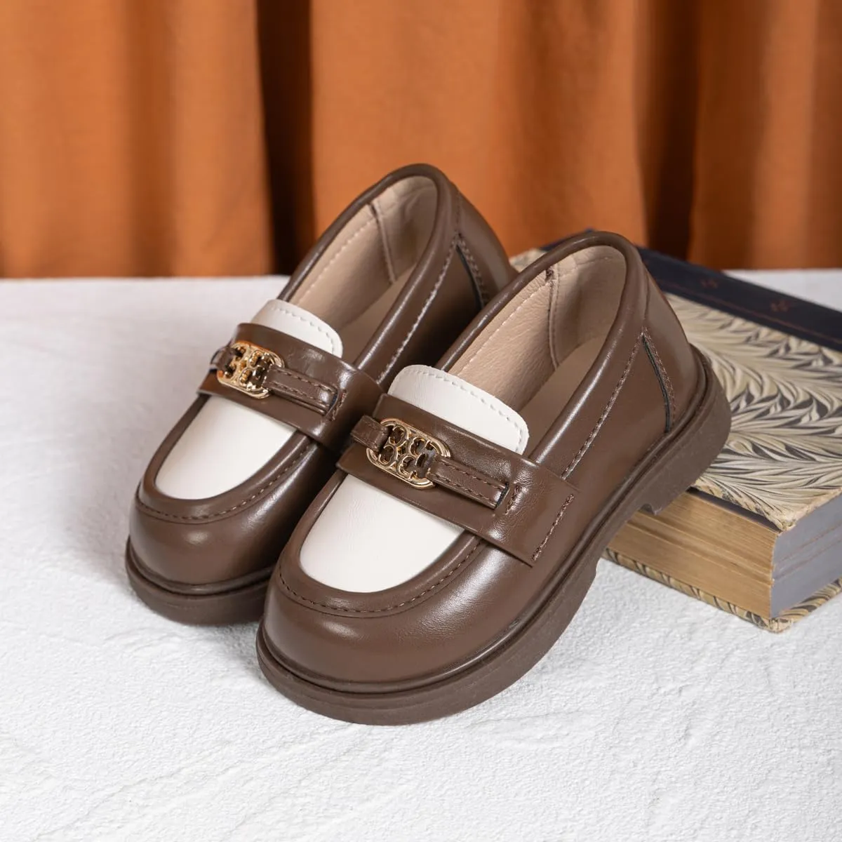 ISINSER Toddler Boys Girls Classic Dress Shoes Little Kid PU Leather Comfort Rubble Sole Oxford School Uniform Wedding Flats