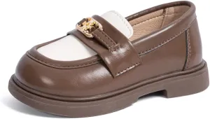ISINSER Toddler Boys Girls Classic Dress Shoes Little Kid PU Leather Comfort Rubble Sole Oxford School Uniform Wedding Flats