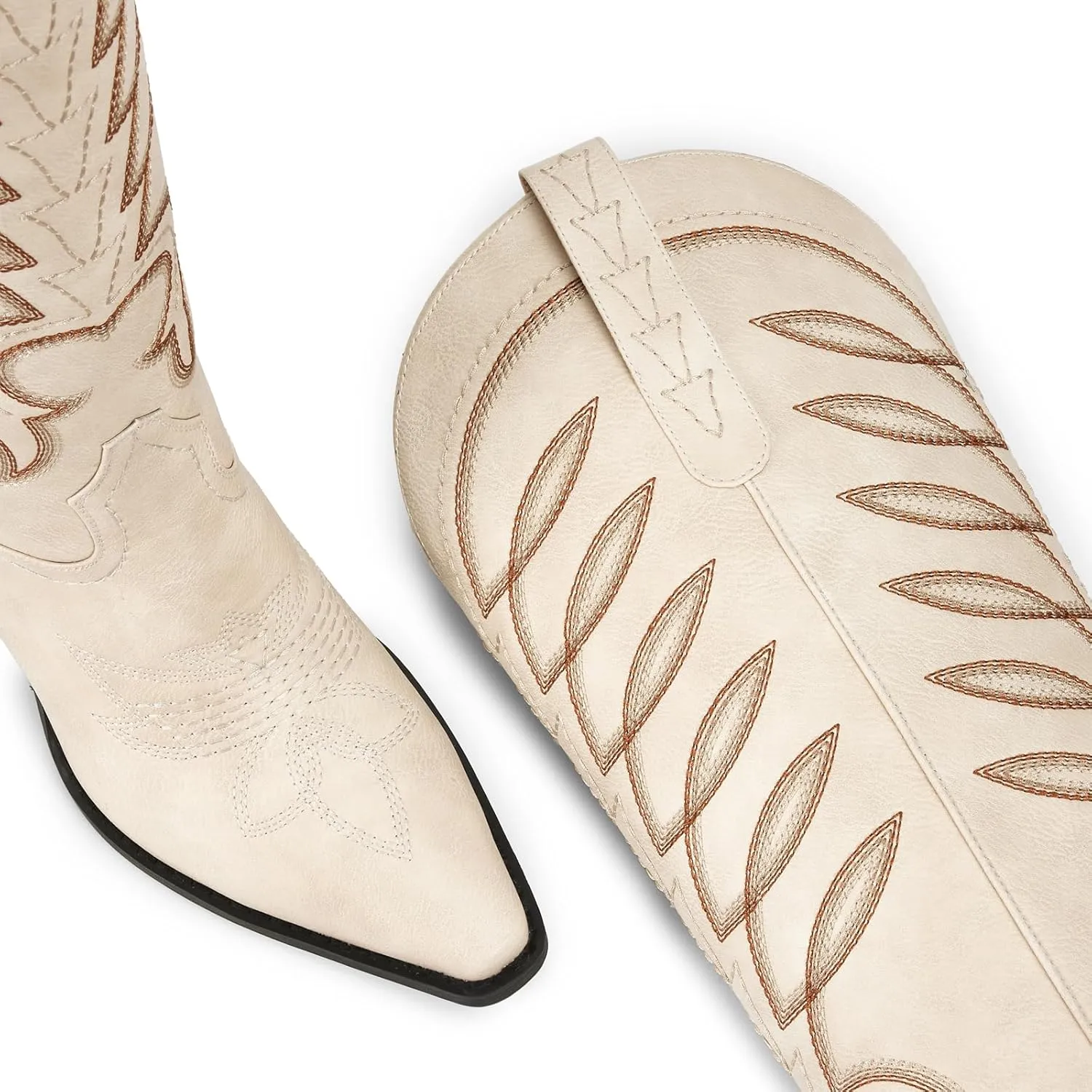 ISNOM Cowboy Boots for Women Knee High Cowgirl Western Boots Womens Embroidered Tall Cowboy Boot Comfort Fashion Long Boot