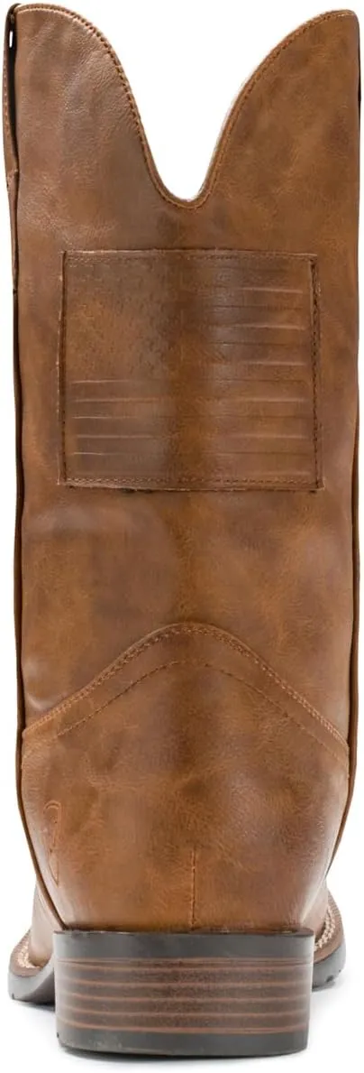 IUV Cowboy Boots For Men Wide Western Boot Traditional American Flag Retro Square Toe Country Work Boots