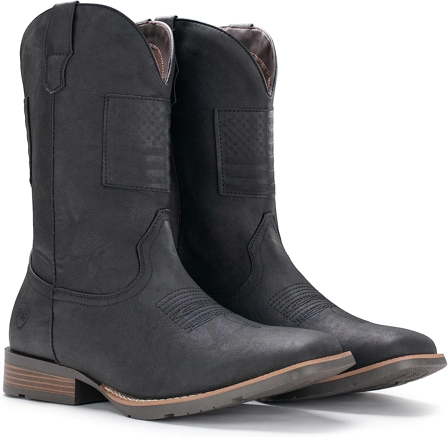 IUV Cowboy Boots For Men Wide Western Boot Traditional American Flag Retro Square Toe Country Work Boots
