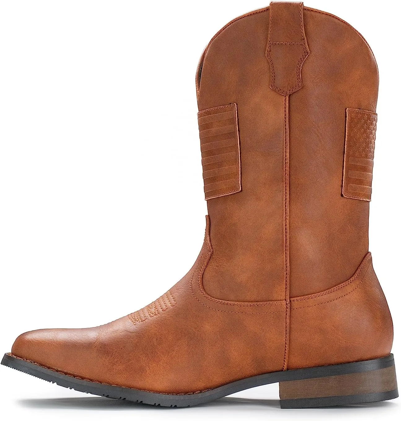 IUV Cowboy Boots For Men Wide Western Boot Traditional American Flag Retro Square Toe Country Work Boots