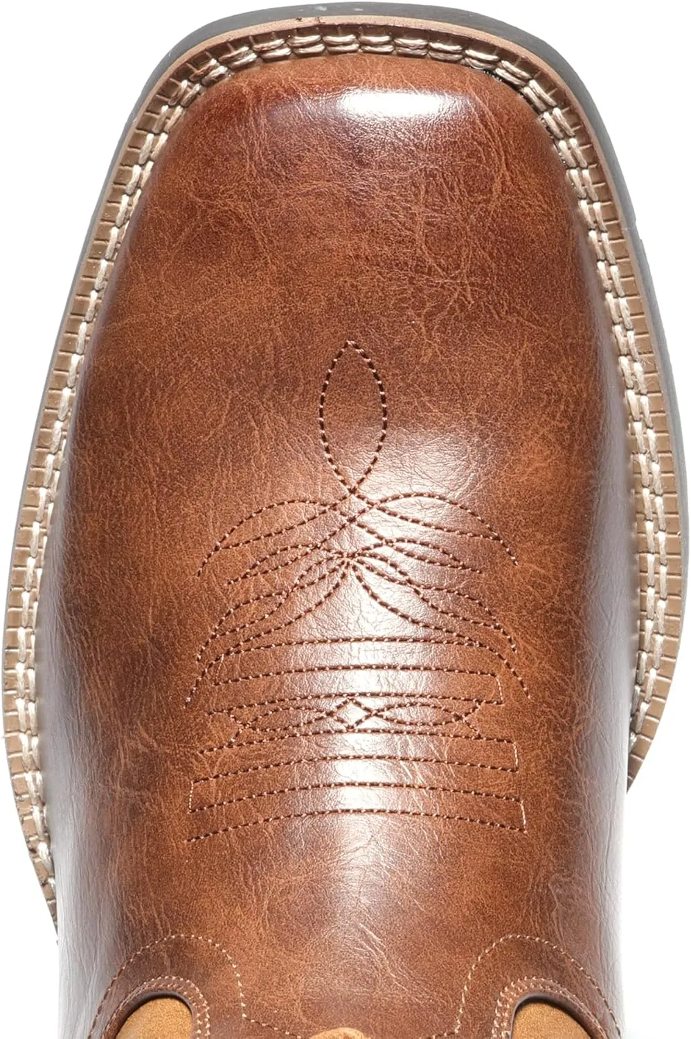 IUV Cowboy Boots For Men with Wide Square Toe Western Retro Boot Durable Classic Fashionable Embroidered Pull On Slip Resistant Boots