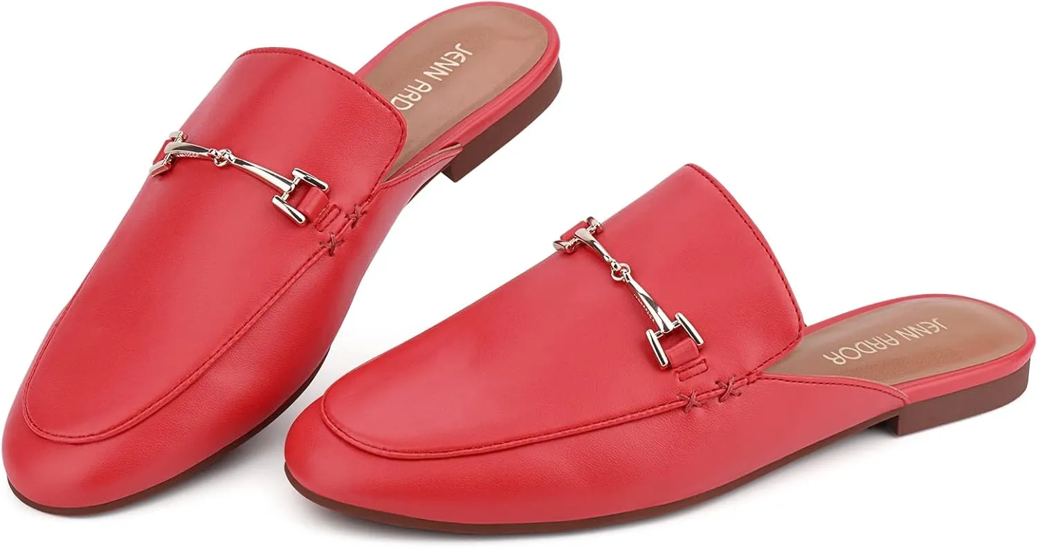 JENN ARDOR Mules for Women Flats Backless Loafers Shoes Slip On Slippers Pointed Toe Low Heel Work Slides Womens Mules Casual Shoes