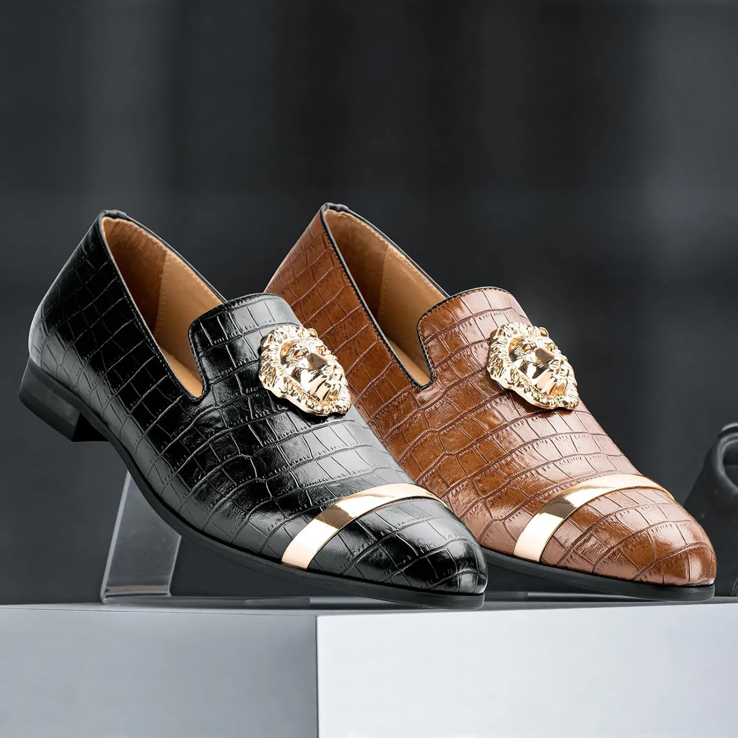 JITAI Men's Penny Slip-On Leather Lined Loafer Luxury Men Shoes Casual Dress Disco Shoes