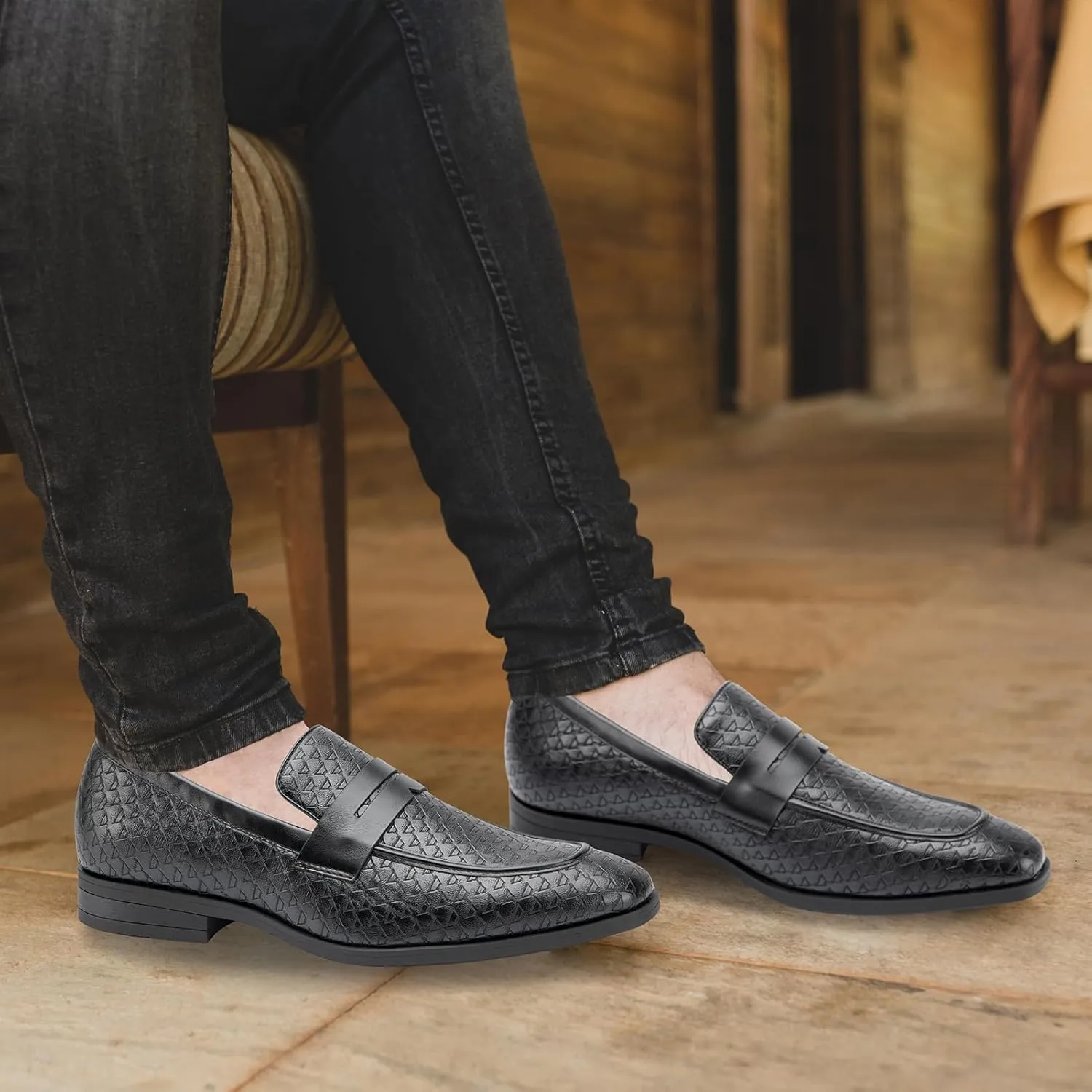 JITAI Mens Velvet Loafers Dress Shoes Loafers for Men Tuxedo Suit Shoes