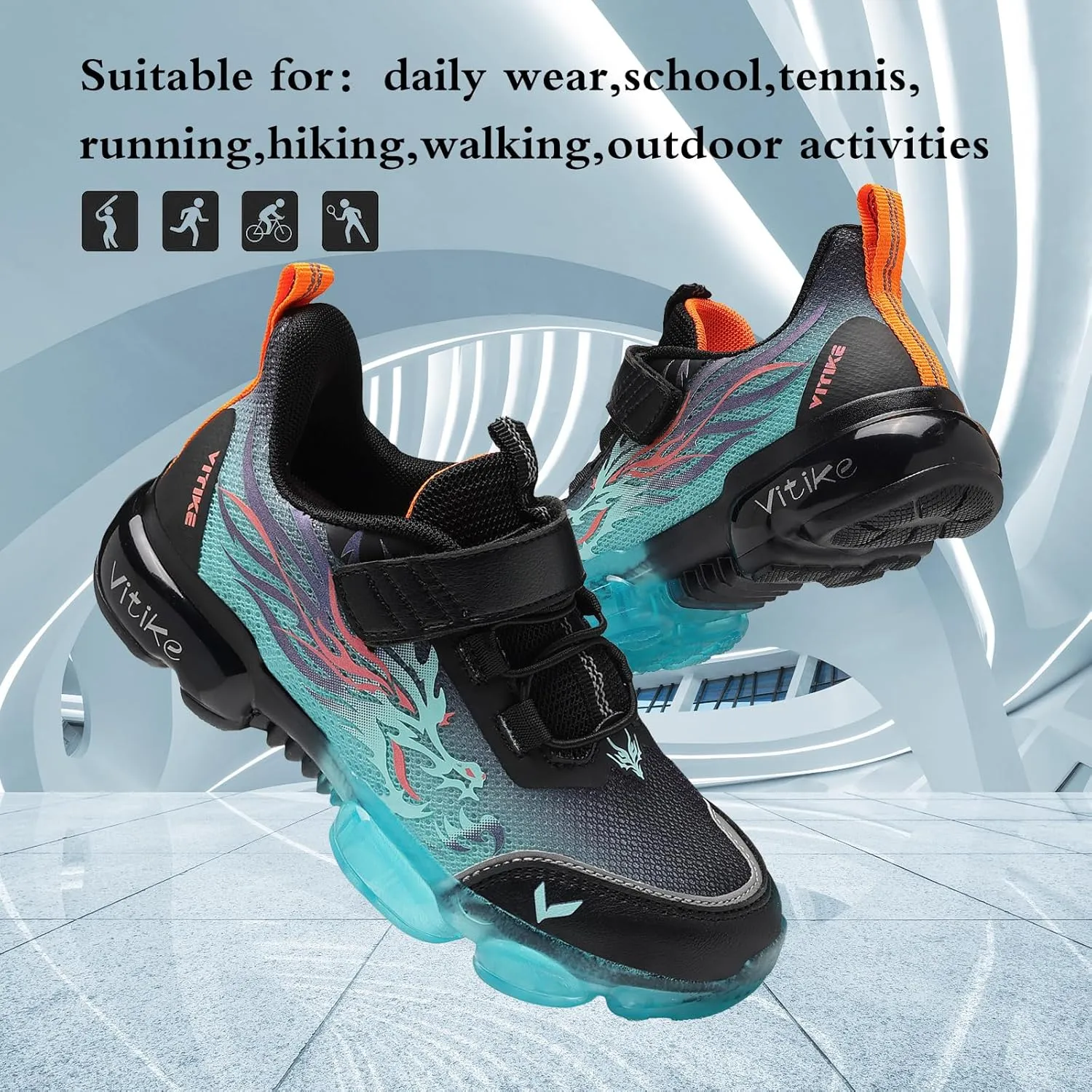 JMFCHI Kids Sneakers Boys Girls Tennis Running Shoes Outdoor Hiking Sneaker for Boys Athletic Breathable